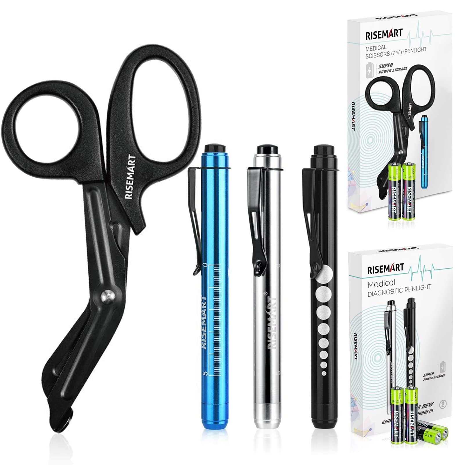 Buy RISEMART 4Pack Medical Scissors and Pen Light, Medical LED