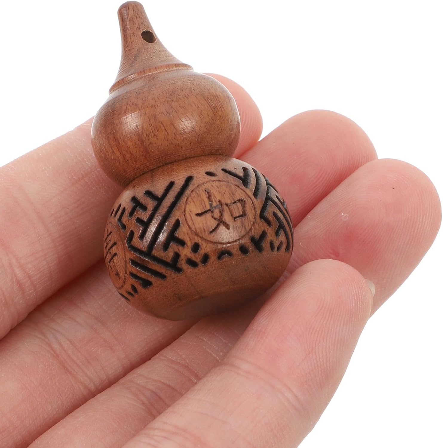 SECFOU 2pcs Coffee Color Carved Gourd Sculpture Wooden Sachets for Aroma Beads Diffuser, Vintage Hollow Wood Bottle with Practical Design for Home Fragrance and Decoration