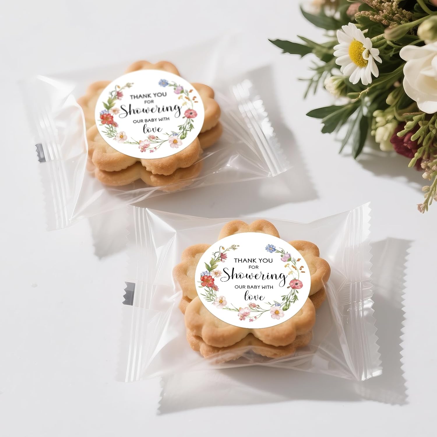Baby Shower Thank You Stickers - Anwyll 60Pcs 2Inch Wildflower Baby Shower Favor Stickers Self-Adhesive Thank You Gift Seal Label Sticker Thanks for Showering Our Babies with Love Sticker for Envelope - Image 7