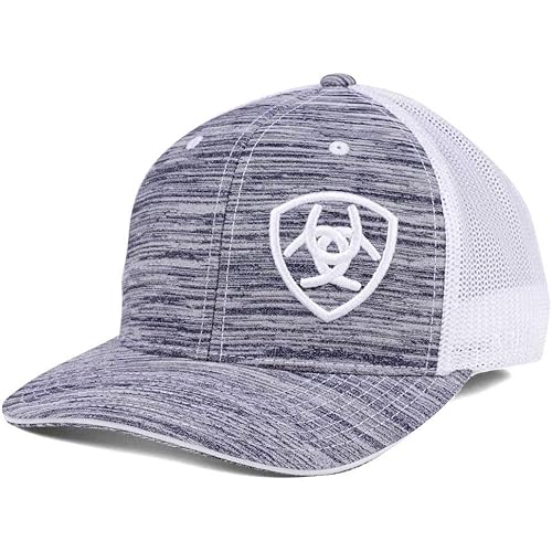 ARIAT Men's Flexfit 110 Snapback with Offset Logo, Black Contrast Stitching, and Mesh Snap Back, Heather Black