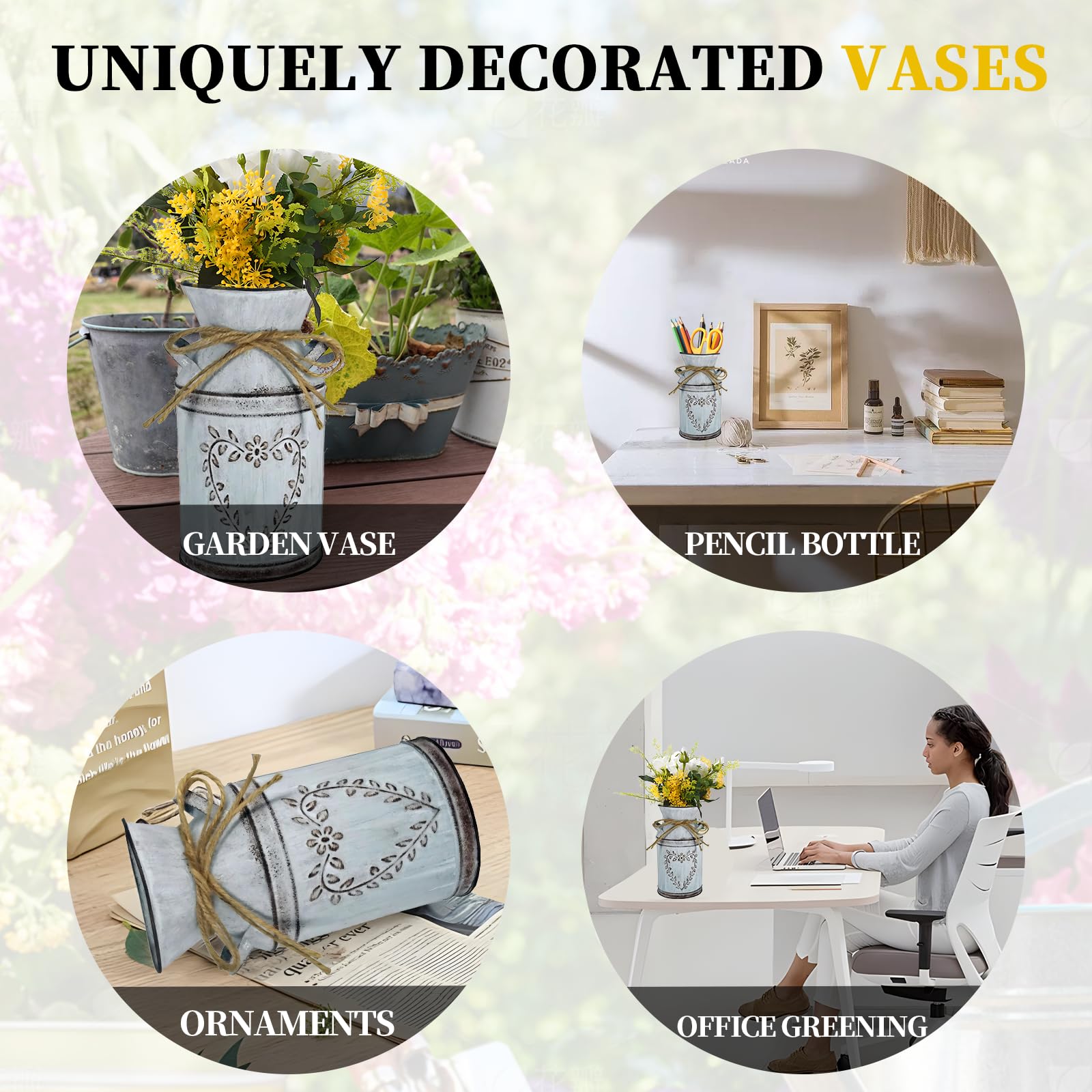 YARNOW Vaso in metallo shabby chic vintage rustico rustico brocca