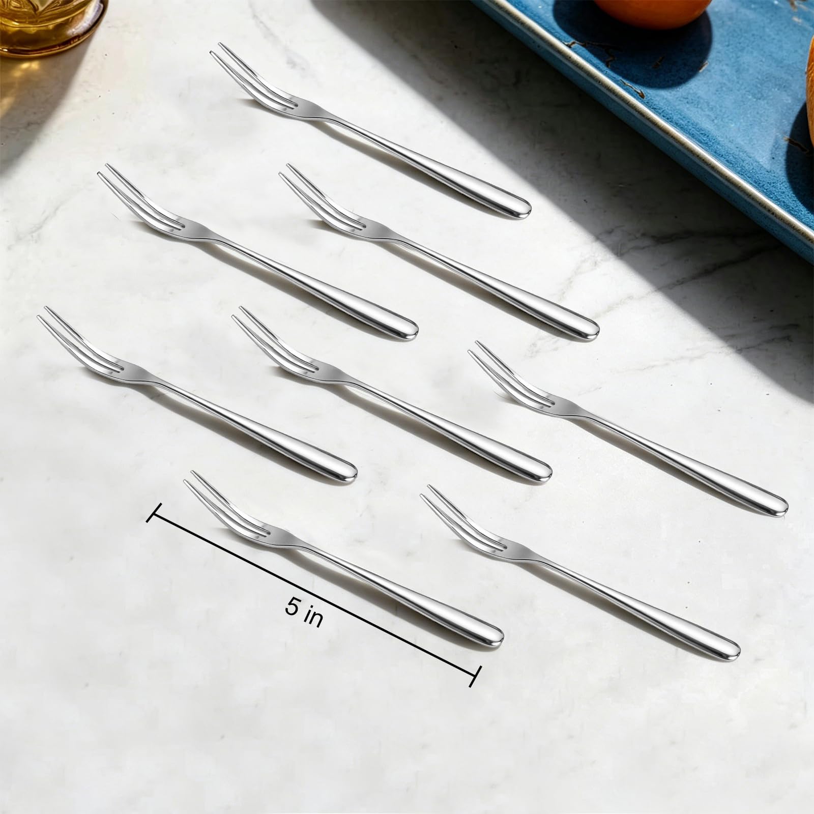 Cocktail Forks Set of 8, 304 Stainless Steel Mini Appetizer Forks Mirror Polished Small Dessert Fruit Forks for Olives Cheese Escargot Shrimp Cocktail, Dishwasher Safe Silverware — Amazon image 8
