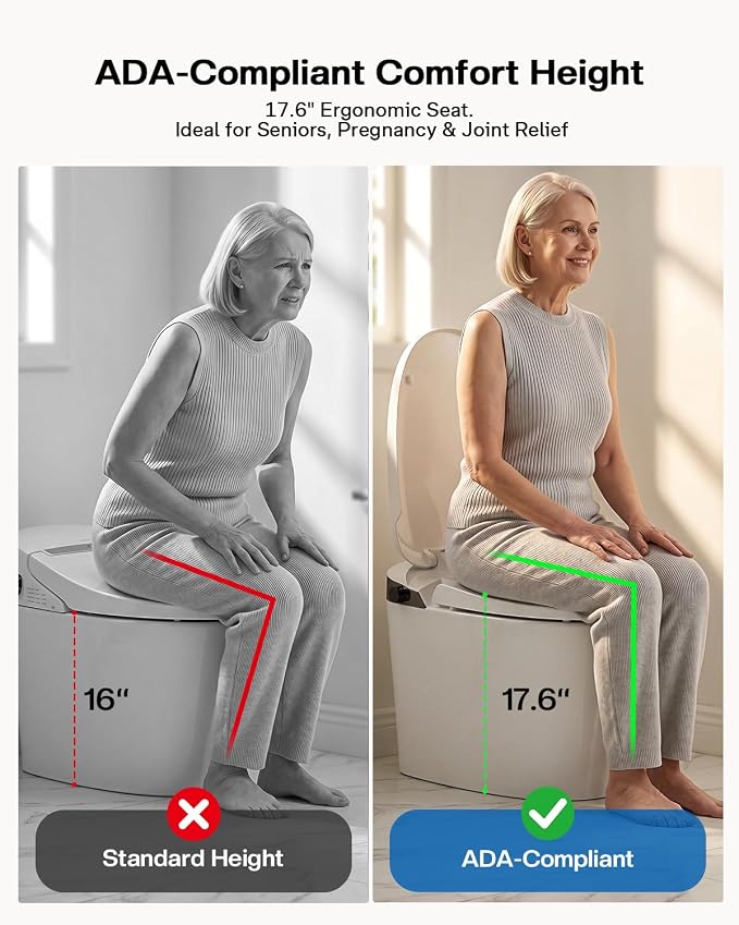 Bidet Toilet smart con asiento elevado ADA, elongated, modelo T01M miniatura 3