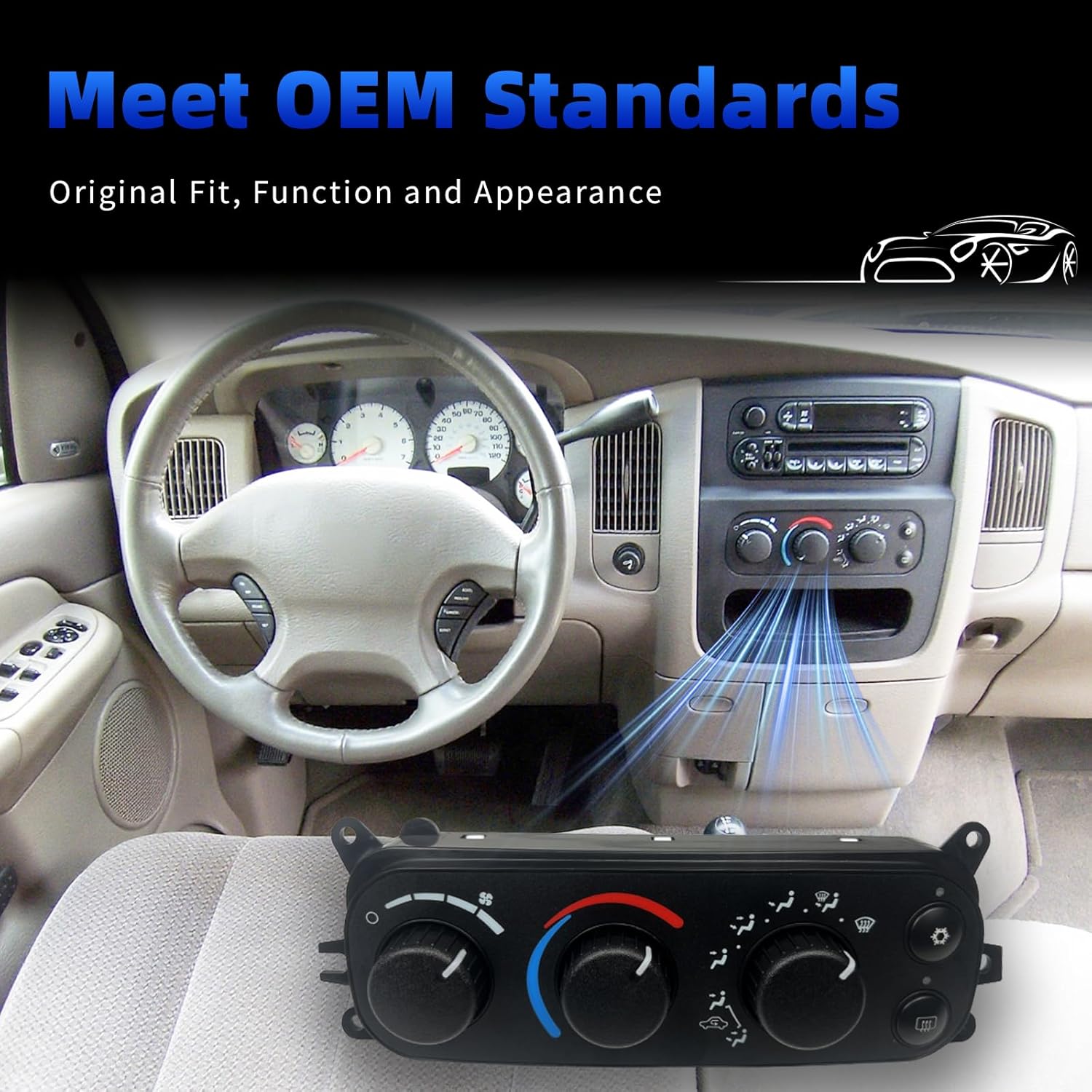 599-212 A/C Air Conditioning Climate Control Module Compatible with Dodge Ram 1500 2500 3500 2002-2005 Fit for Dodge Dakota 2001-2004 HVAC Heater Control Panel