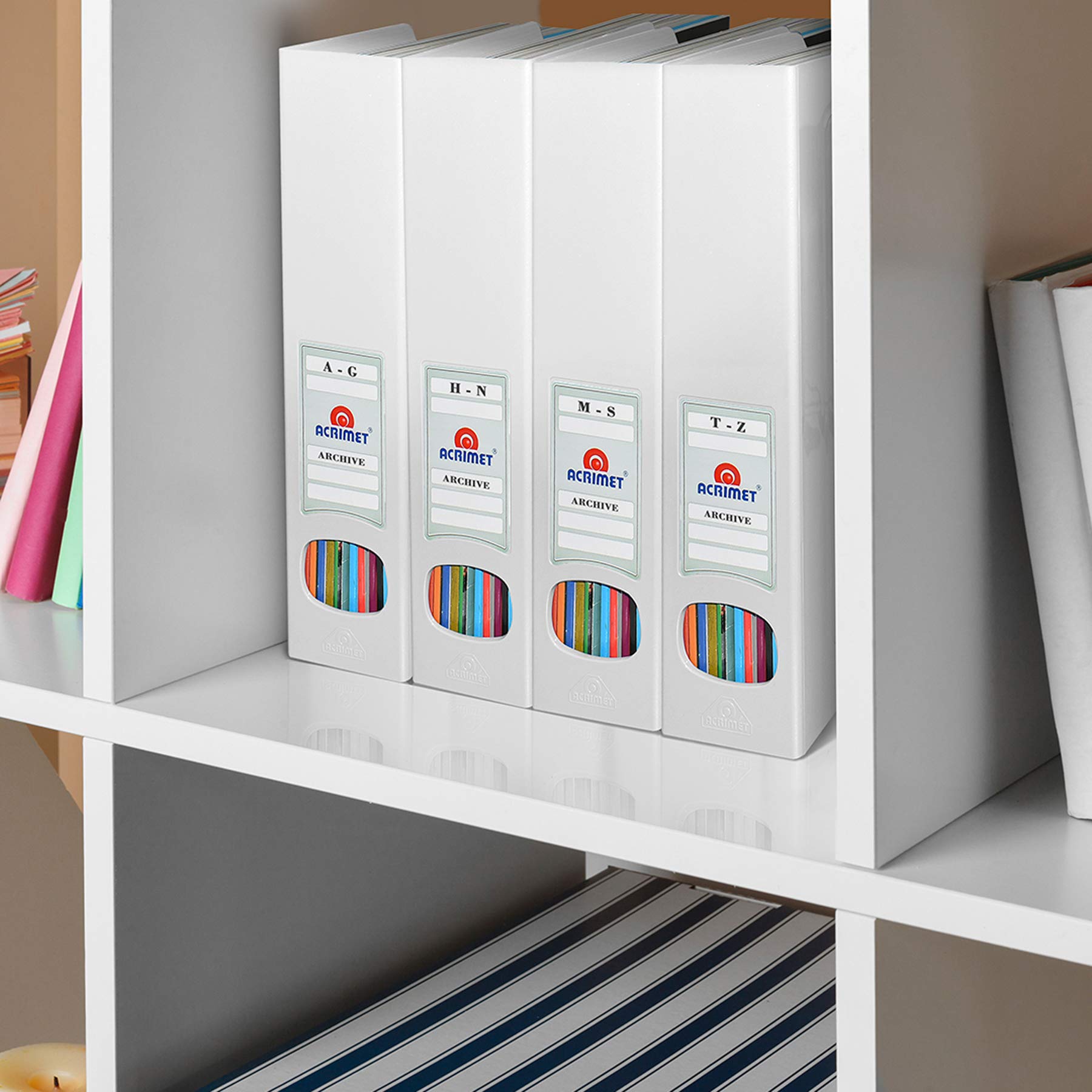 Acrimet Porte-Revues Support Durable Organisateur Dossiers Bureau Plastique Blanc Lot de 2