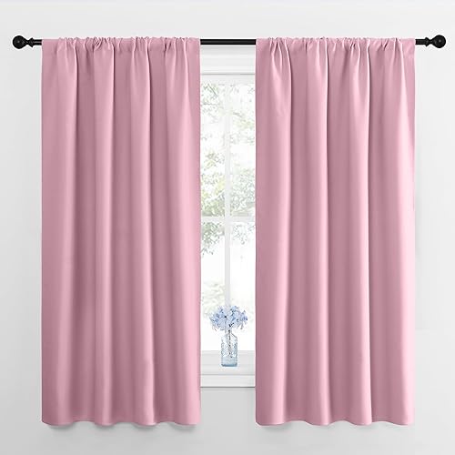 NICETOWN Blackout Curtains for Bedroom, Blackout Curtain Panels, Rouge Pink, 1 Pair, 42 by 45-inch, Window Treatment Energy Saving Thermal Insulated Solid Rod Pocket Blackout Drapes/Draperies