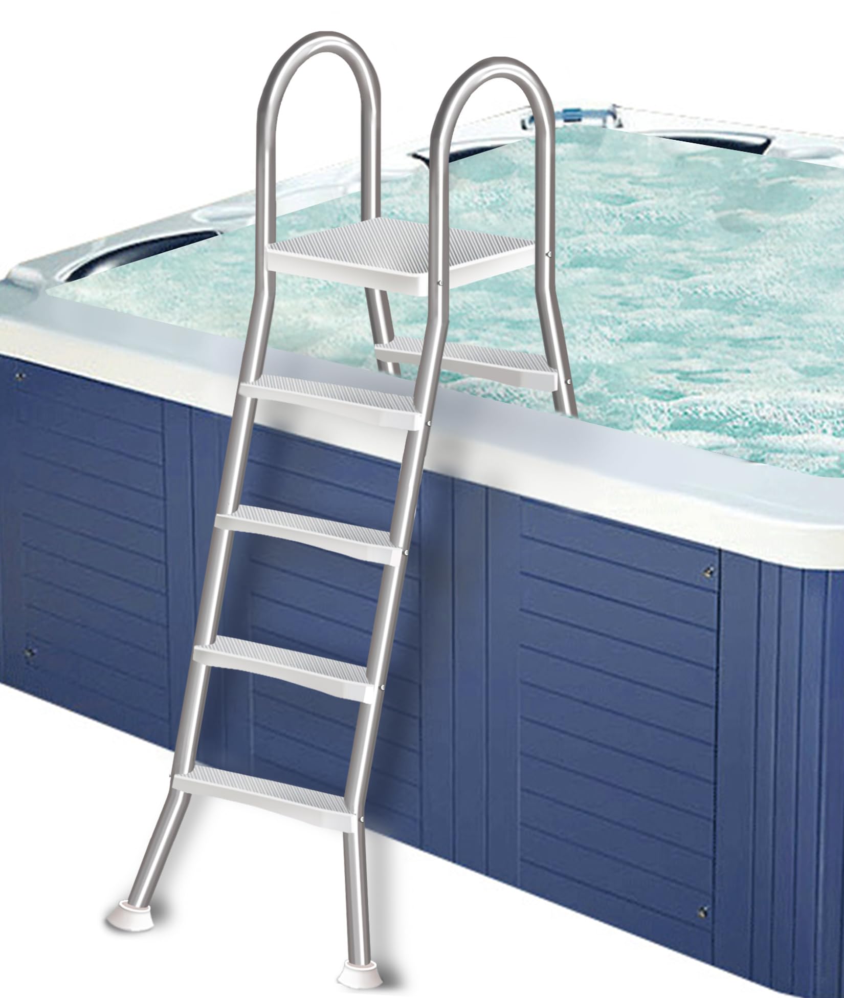 Errzom 52'' Height Swimming Pool Ladder Above Ground, Pool Steps Above Ground, Thicken Above Ground Pool Ladders For Outdoor, Double Side 4 Steps Pool Stairs For Inflatable Pool