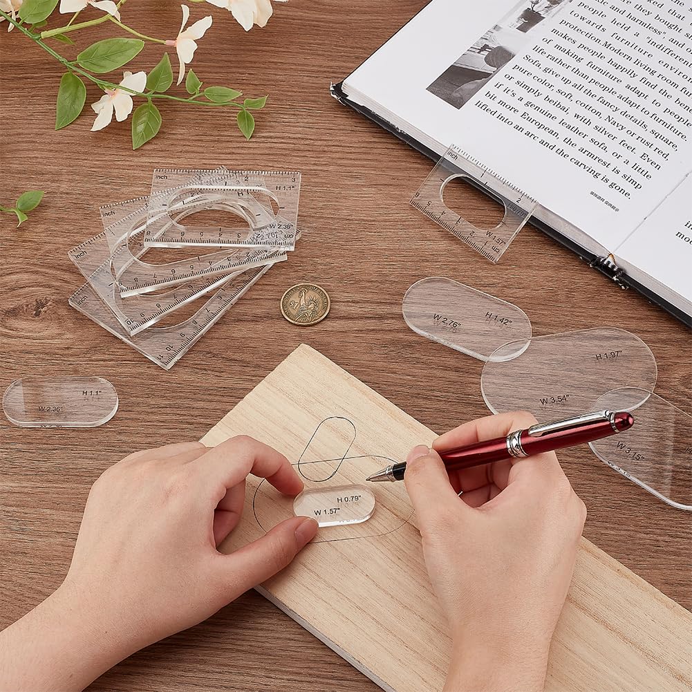 PH PandaHall Pack of 5 Router Templates Oval Inlay Template Acrylic Router Jig Template Transparent Drawing Measuring Tool Decorative Templates for Woodworking Sewing Making Home Supplies - Image 3