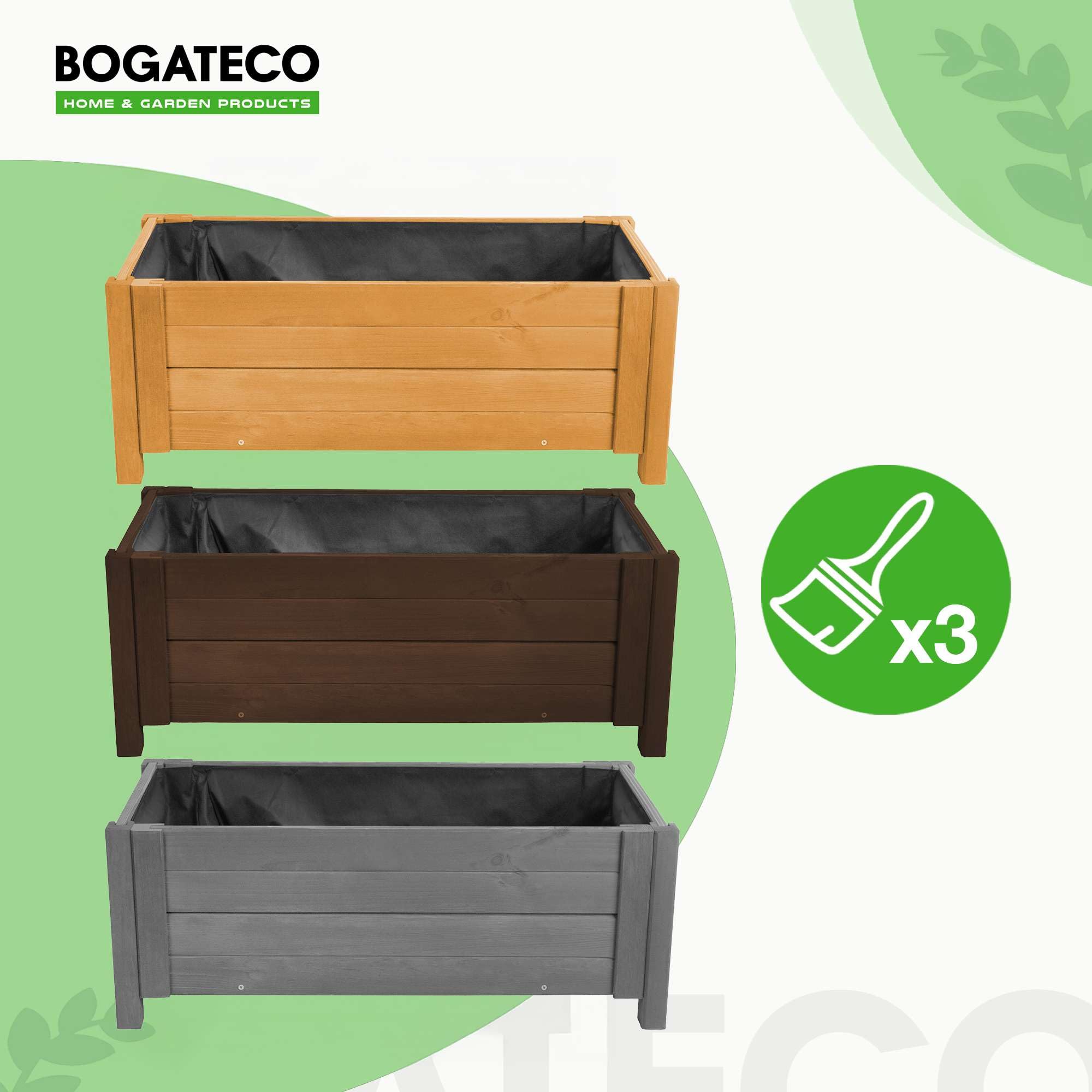 BOGATECO Macetero Jardín Madera para Exteriores | 38 x 80 cm | Terraza Balcón | Caja Cuadrada | Construcción Robusta y Impregnado | Llega ensamblado | con Agro-Textil | Roble Marrón