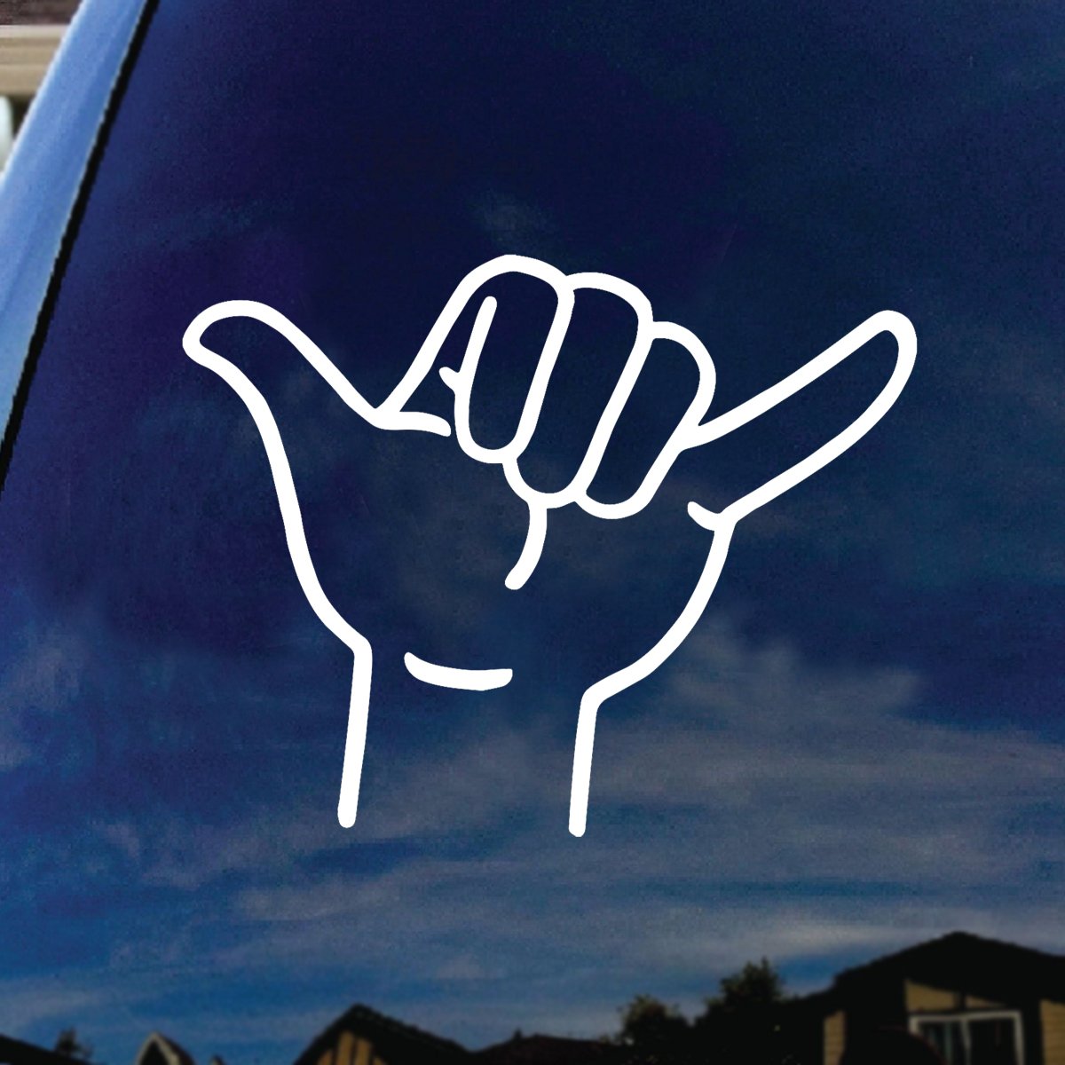 SoCoolDesign Loose Hand Symbol Shaka Car Window Vinyl Decal Sticker 4" Wide (White)