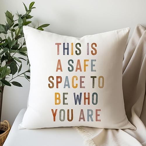 Miniatura 4 de This is a Safe Space to Be Who You Are, Motivational Pillow Covers, Inclusive Boho Decor, Be Yourself Throw Pillow Case, Classroom Pillow, Reading