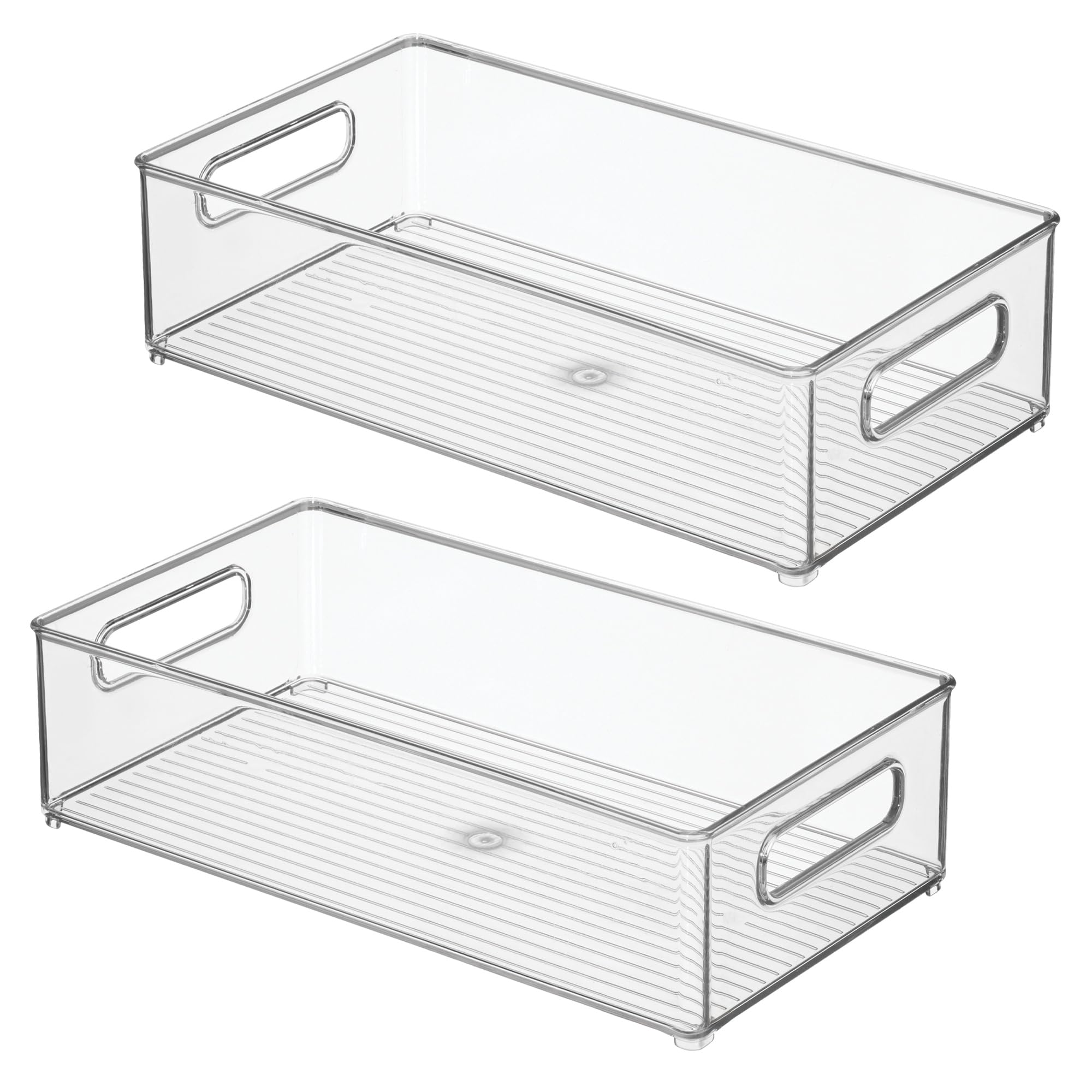iDesign 70530M2Eu Pack de 2 Bacs de Rangement pour Réfrigérateur Congélateur Plastique Transparent 20,32 X 10,16 X 36,83 cm
