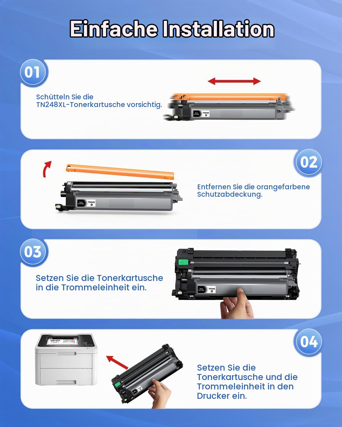 INK4U TN248XL Toner (5er-Pack) Kompatibel für Brother TN248 XL Tonerkartuschen kompatibel für Brother MFC-L3760CDW Toner MFC-L3740CDW Toner DCP-L3560CDW TN 248 DCP-L3520CDWE MFC-L8390CDW HL-L3240CDW