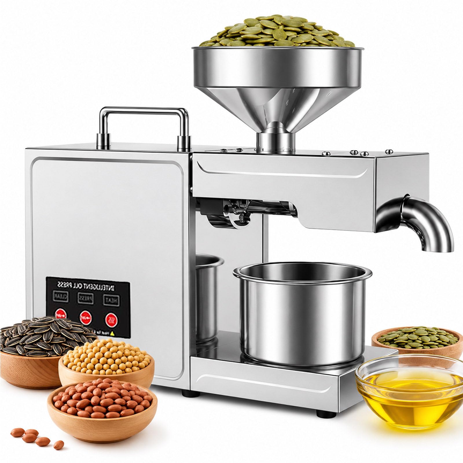Commercial Oil Press Machine, 820W Stainless Steel Seed Oil Maker