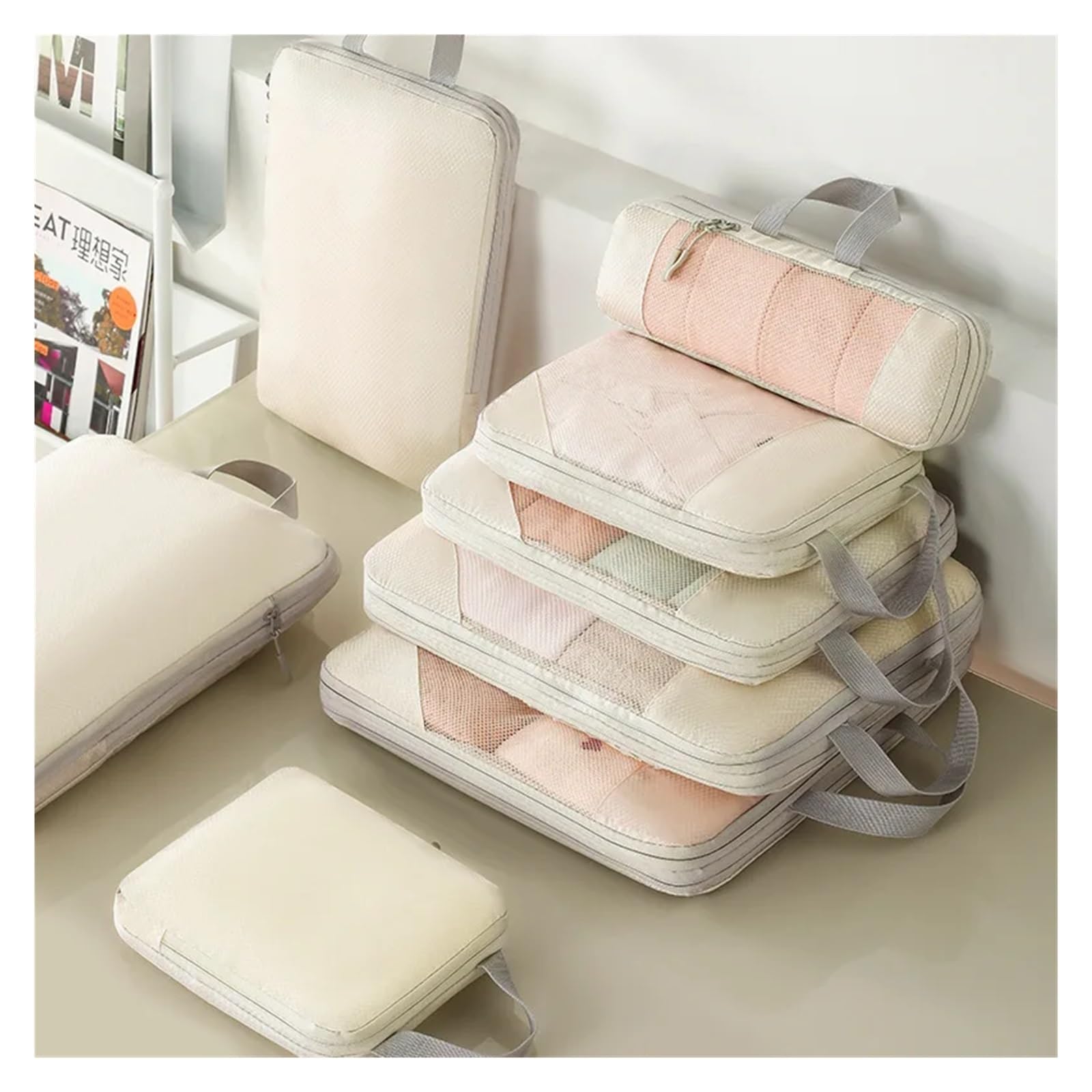Set organizer per bagagli Cubi di imballaggio a compressione for valigie, accessori da viaggio, organizer espandibili, organizer leggero