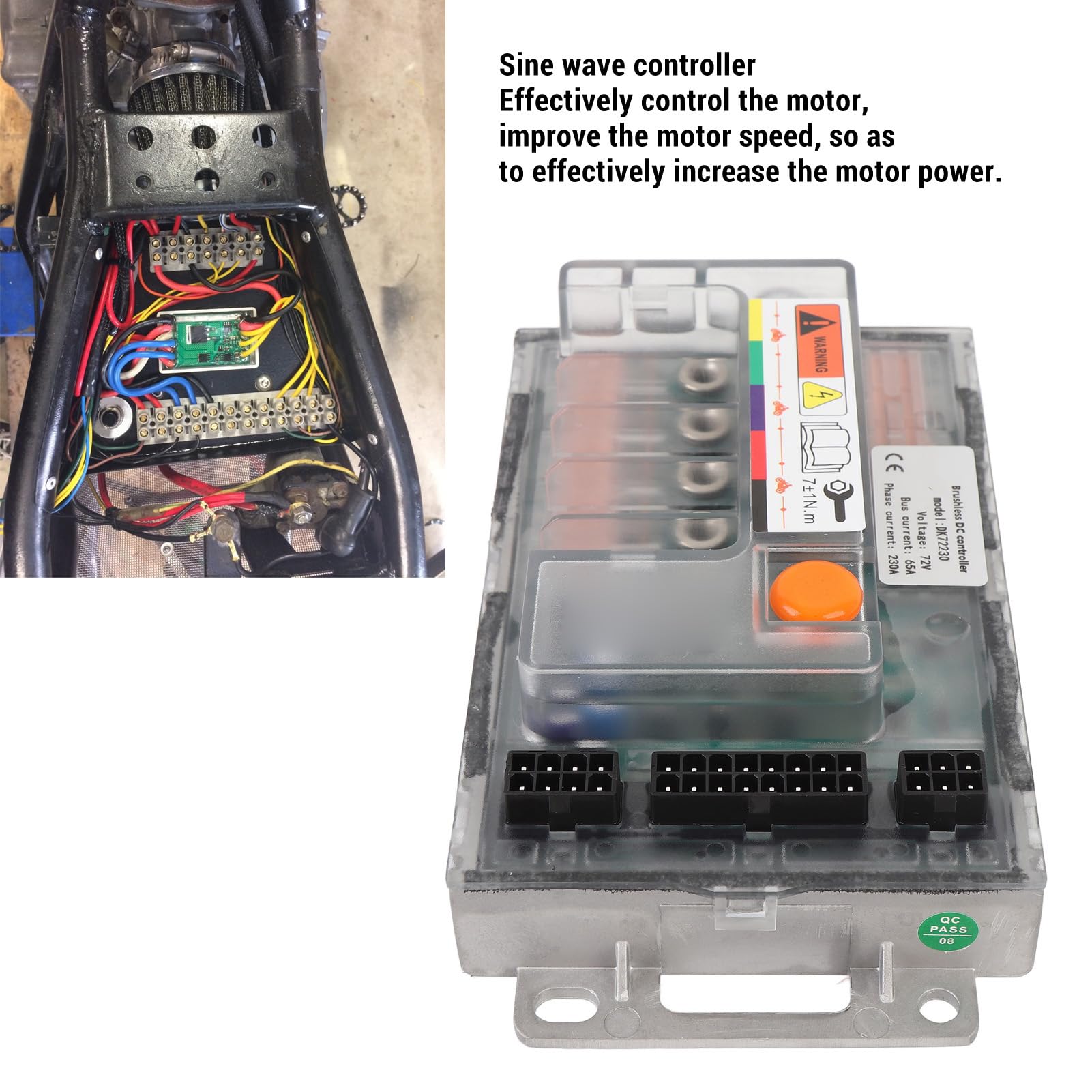 Sterownik Sinusoidalny DK72230, 36–100 V, Bezszczotkowy Sterownik Silnika Prądu Stałego 72 V ze Stopu Aluminium, do Silnika z piastą QS o Mocy ≤ 2000 W. Silnik Typu Middrive