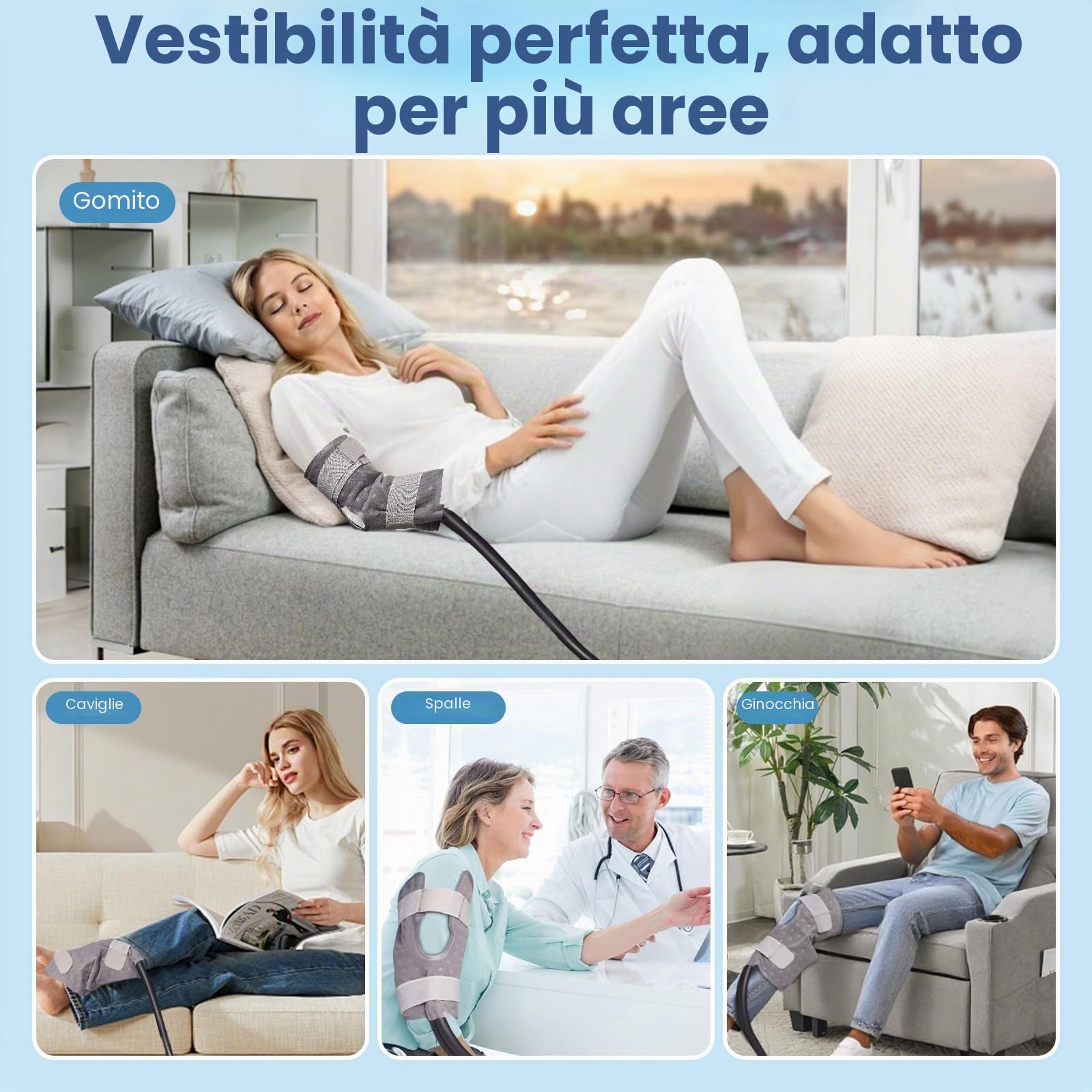 Macchina per la terapia del freddo con timer programmabile, macchina per il ghiaccio portatile per ginocchia e spalle, macchine per il ghiaccio con cuscinetto a compressione lenitiva, per fianchi