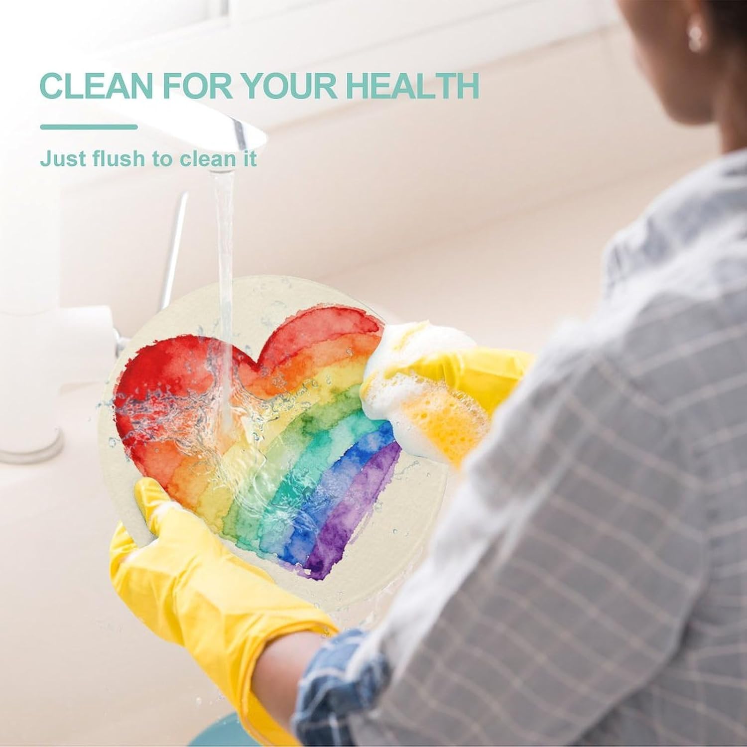 Rainbow Hearts Cutting Board Portable Small Chopping Boards Tempered Glass Kitchen Counter Protector Non-Slip Round Charcuterie Boards Mat for Bar Cheese Board