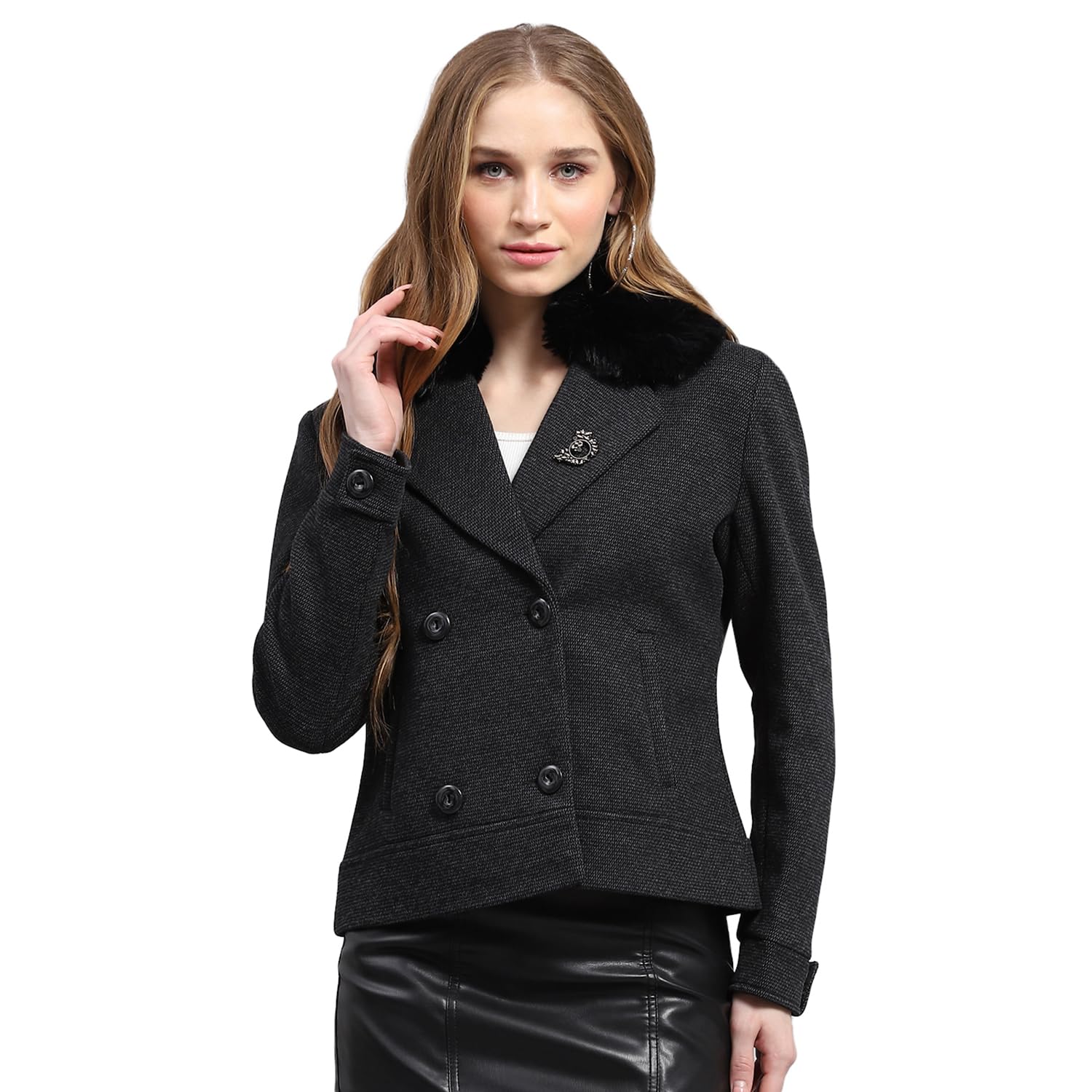 monte carlo Womens Solid Collared Neck Full Sleeve Coat (224067301)-picture-22