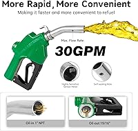 Vista 3 de Boquilla de combustible automática de 1" NPT con gancho, boquilla de gas con mango de bomba diésel, tasa de flujo máxima de 30 GPM, candado de 3