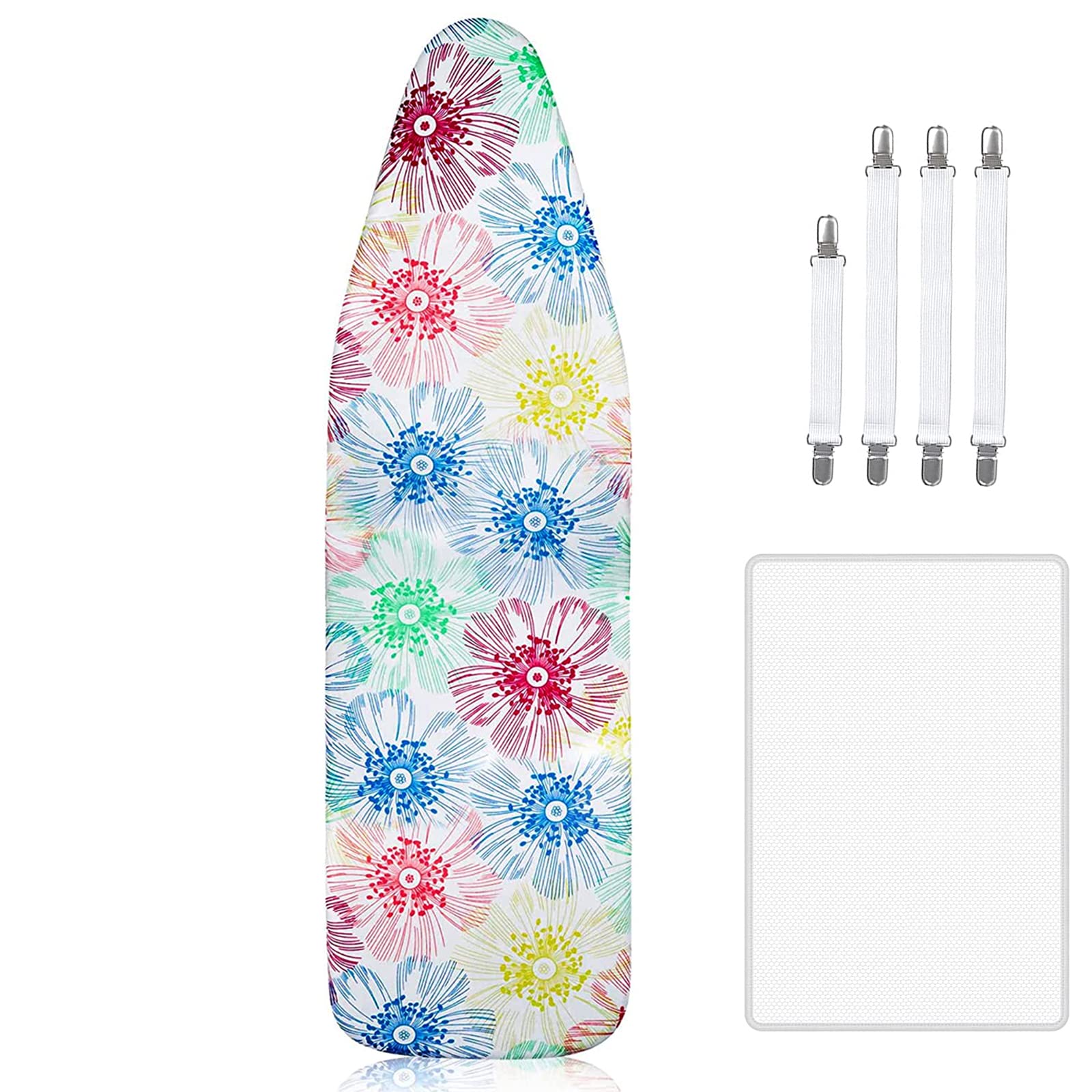 Newthinking Ironing Board Cover, Elastic Edge Scorch Resistant Padding Ironing Board Covers, Fit 110x35cm Ironing Board, Include 4 Fasteners and Protective Scorch Mesh Cloth, S