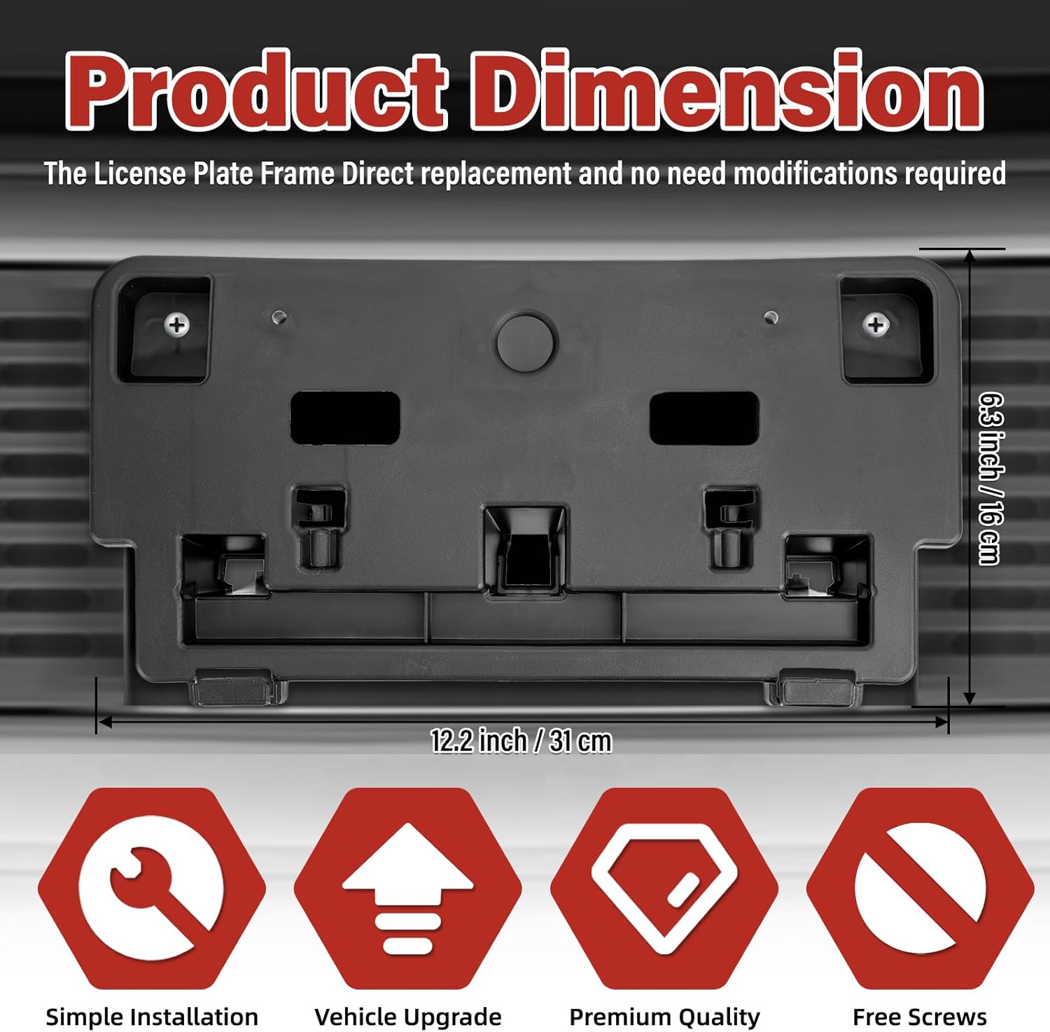 License Plate Bracket Accessories for Mazda CX-5 2017 2018 2019 2020 2021, Front Bumper License Plate Holder Replacement Frame Black Mount