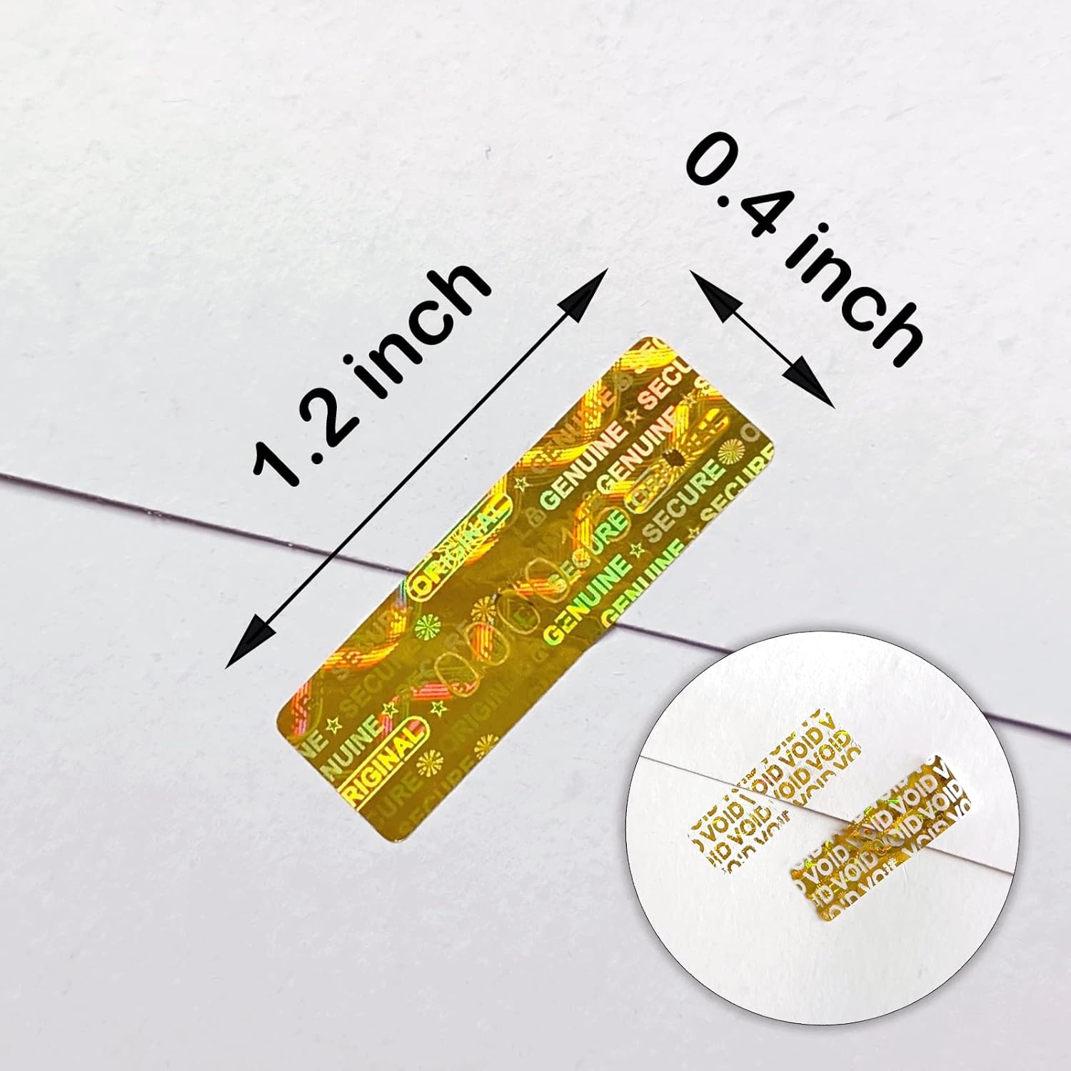 180pcs Hologram Tamper Proof Stickers Security Labels Genuine Warranty Void Seal Tamper evident Original Sticker with Unique Serial Number (1.2x0.4inch,Gold) - Image 5