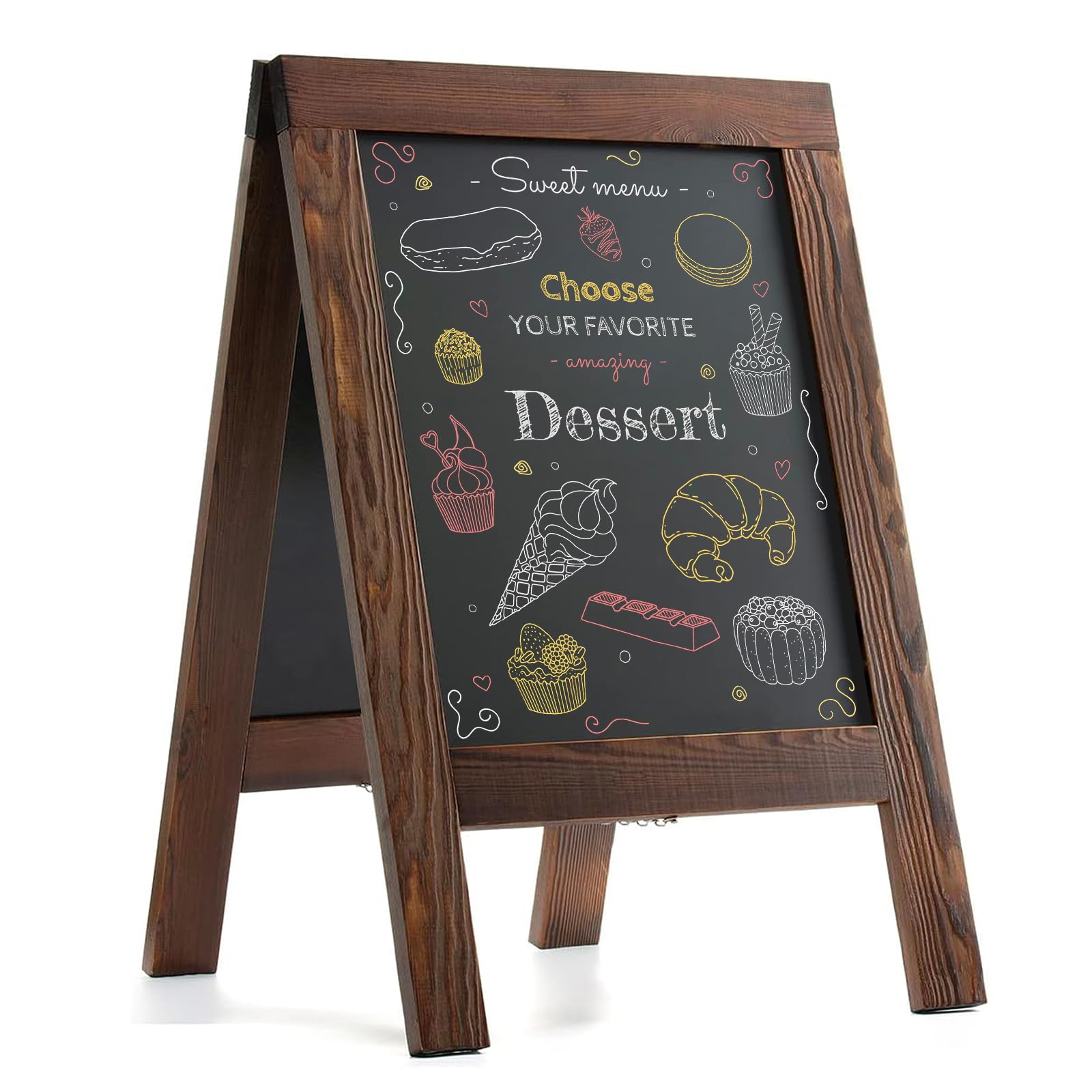 DAHAPYBOO Sandwich Board 30"x20" Solid Pine Wood Rustic Brown,Chalk Board Sign Board,Sandwich Board Signs Outdoor, Chalkboard Easel,A Frame Chalkboard