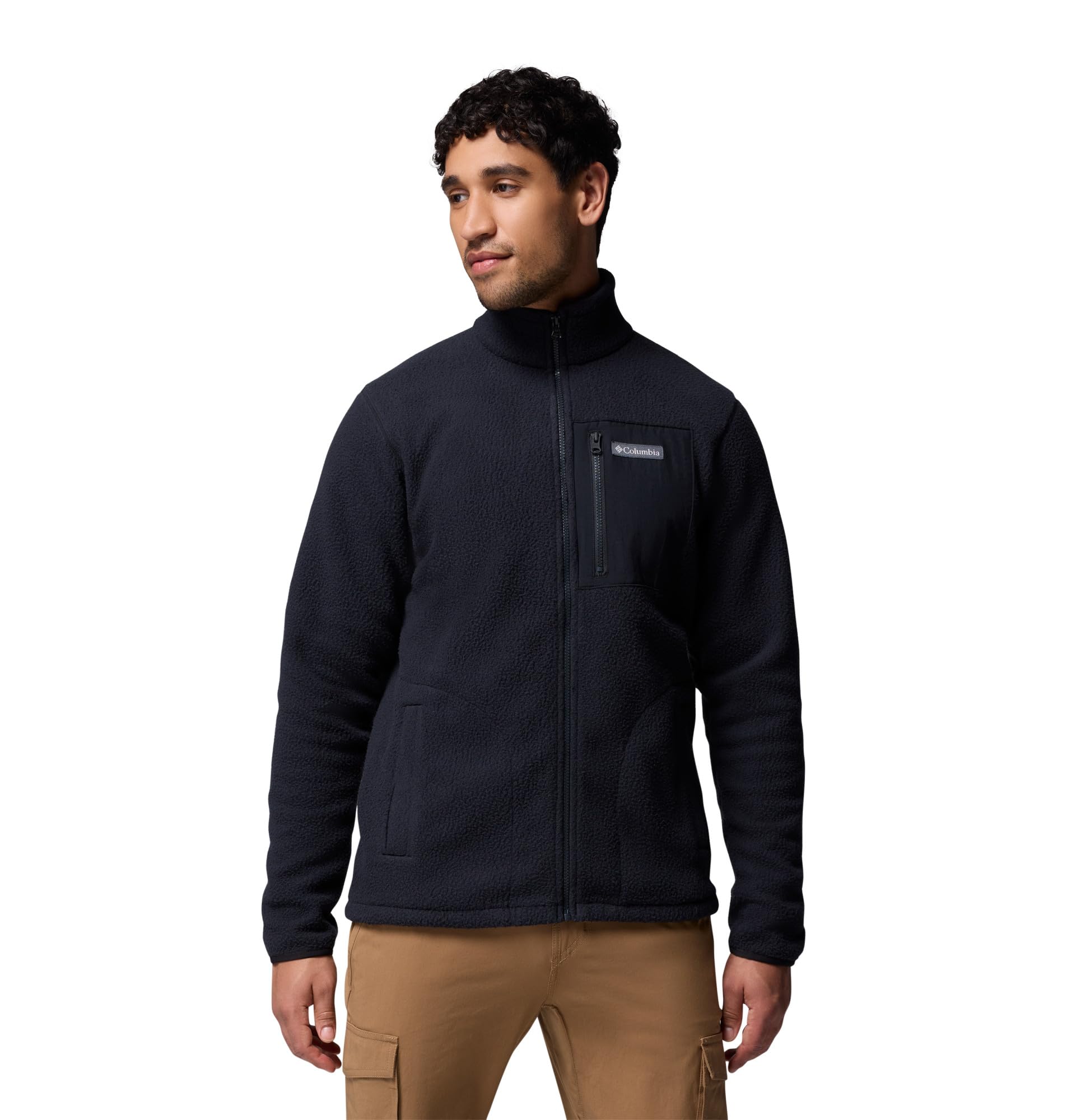 Columbia Men's Jasper Ridge Pebbled Full Zip Fleece, Full Zip Fleece Jacket, Black, Large