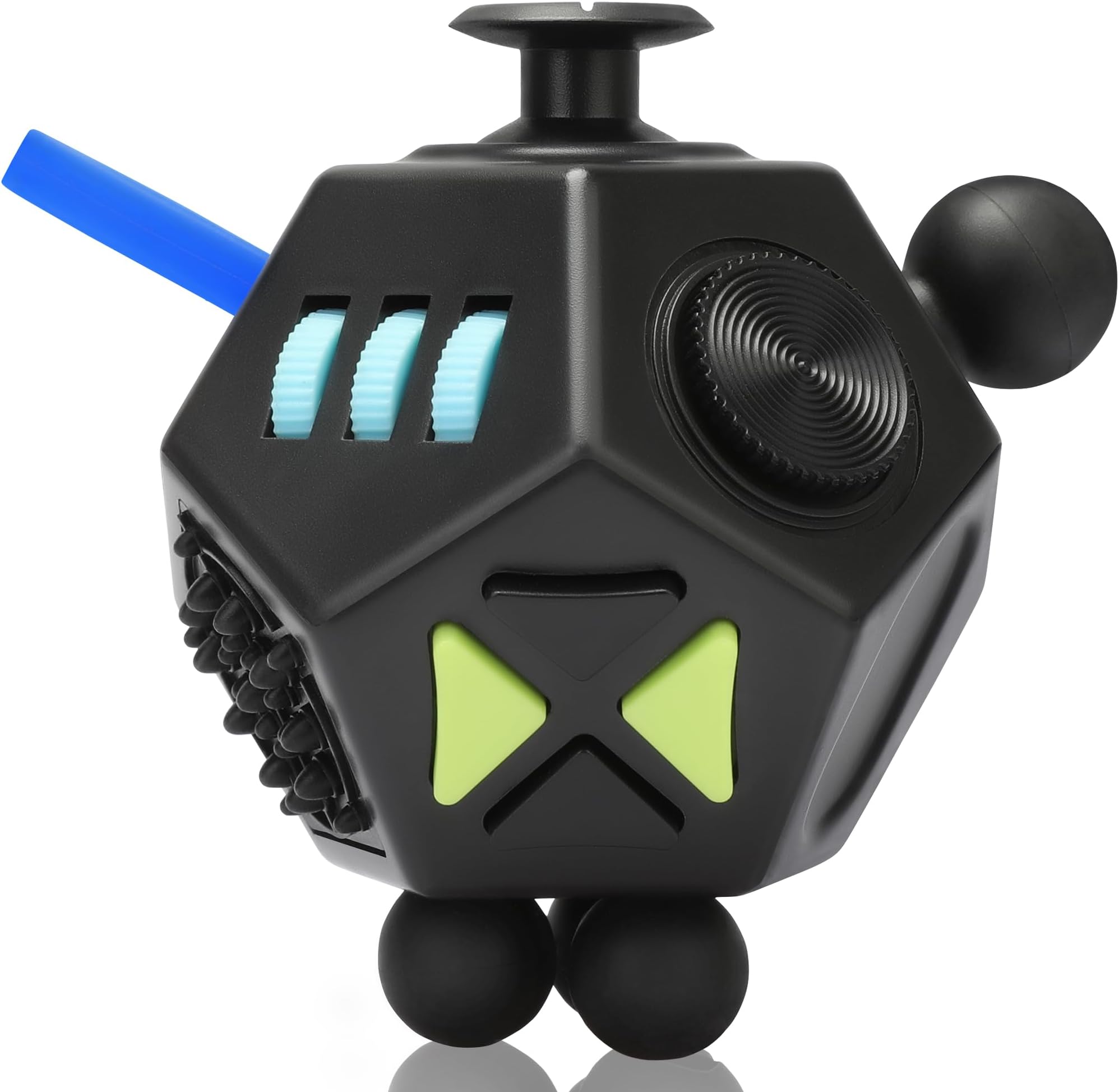 VCOSTORE Dodecagon Fidget Toys Cube - 12 Sided Fidget Toy Depression Anti,Stress and Anxiety Relax Great Fidget Toys for Adults Kids with OCD,ADD, ADHD, Autism(Black Blue)