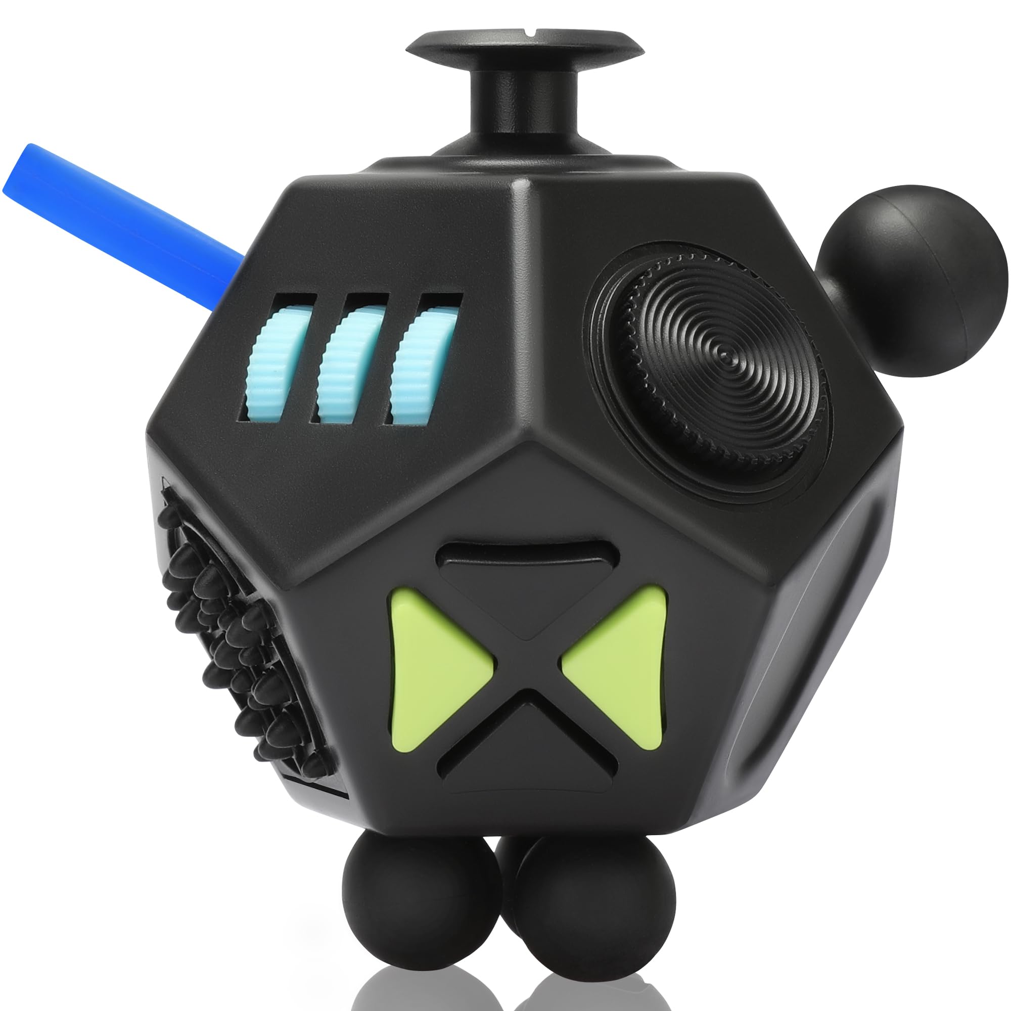 VCOSTORE Dodecagon Fidget Toys Cube - 12 Sided Fidget Toy Depression Anti,Stress and Anxiety Relax Great Fidget Toys for Adults Kids with OCD,ADD, ADHD, Autism(Black Blue)