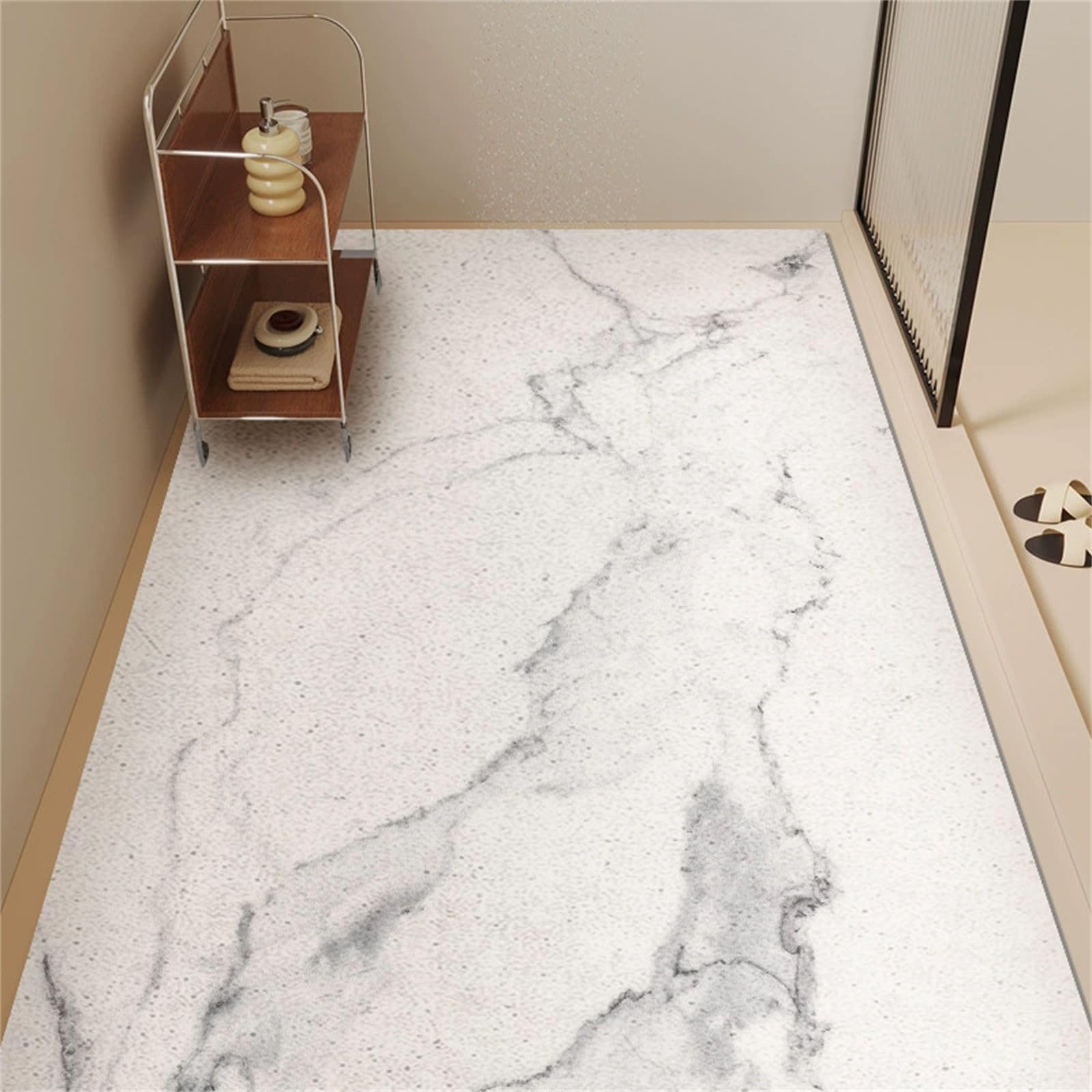 Alfombrilla de PVC para baño y ducha con textura de mármol secado rápido