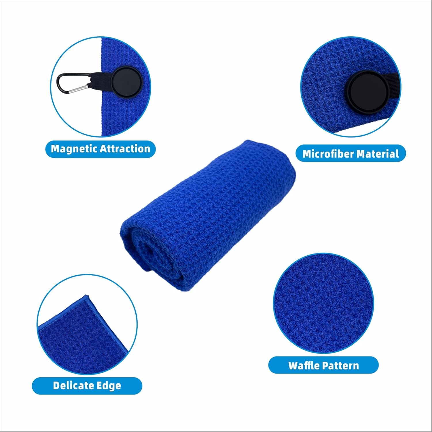 Magnetic Golf Towel with Clip,23.6"x15.7" Golf Cleaning Towel,Industrial-Strength Magnet & Deep Waffle Microfiber for Strong Hold on Bags, Carts, Clubs - Image 2