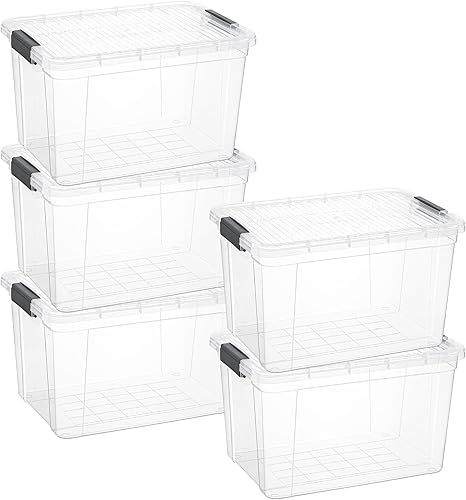 Miniatura 41 de Superio Cajas de almacenamiento transparentes con tapas, contenedores de plástico de 2.5 cuartos de galón para organizar, cajas apilables, sin BPA,