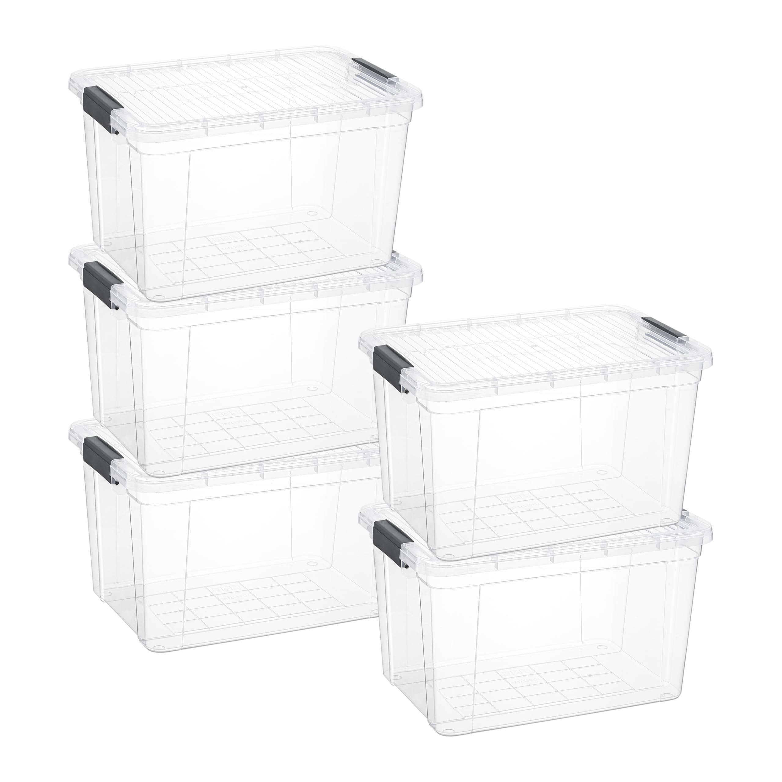 Superio 26.5 Quart Clear Plastic Storage Boxes with Lids, Stackable Organizer Containers, BPA-Free Storage Bins for Home, Office, School &amp; Dorm, 5 Pack