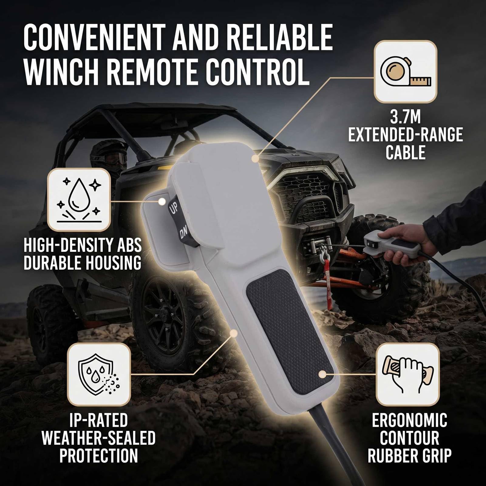 Zamiennik Pilota Wyciągarki Ręcznej do Ostrzegania 64849 z Przewodem o Długości 12 Stóp Ergonomiczny Uchwyt do Wciągarek ATV UTV Side By Side
