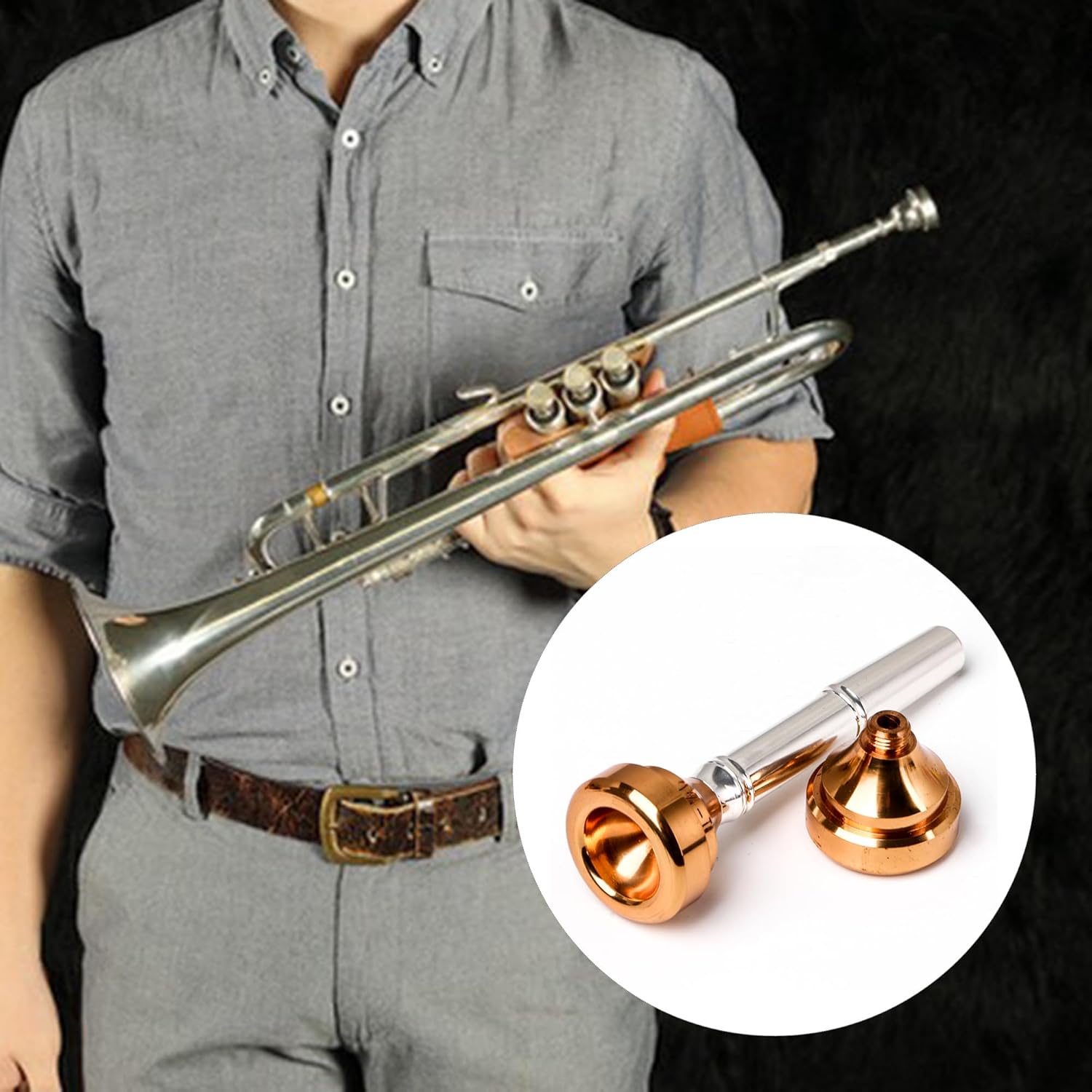 Yibuy Trumpet Mouthpiece Brass Gold Plated 8.8cm Long 2.2cm Wide Suitable for Trumpet Set of 4
