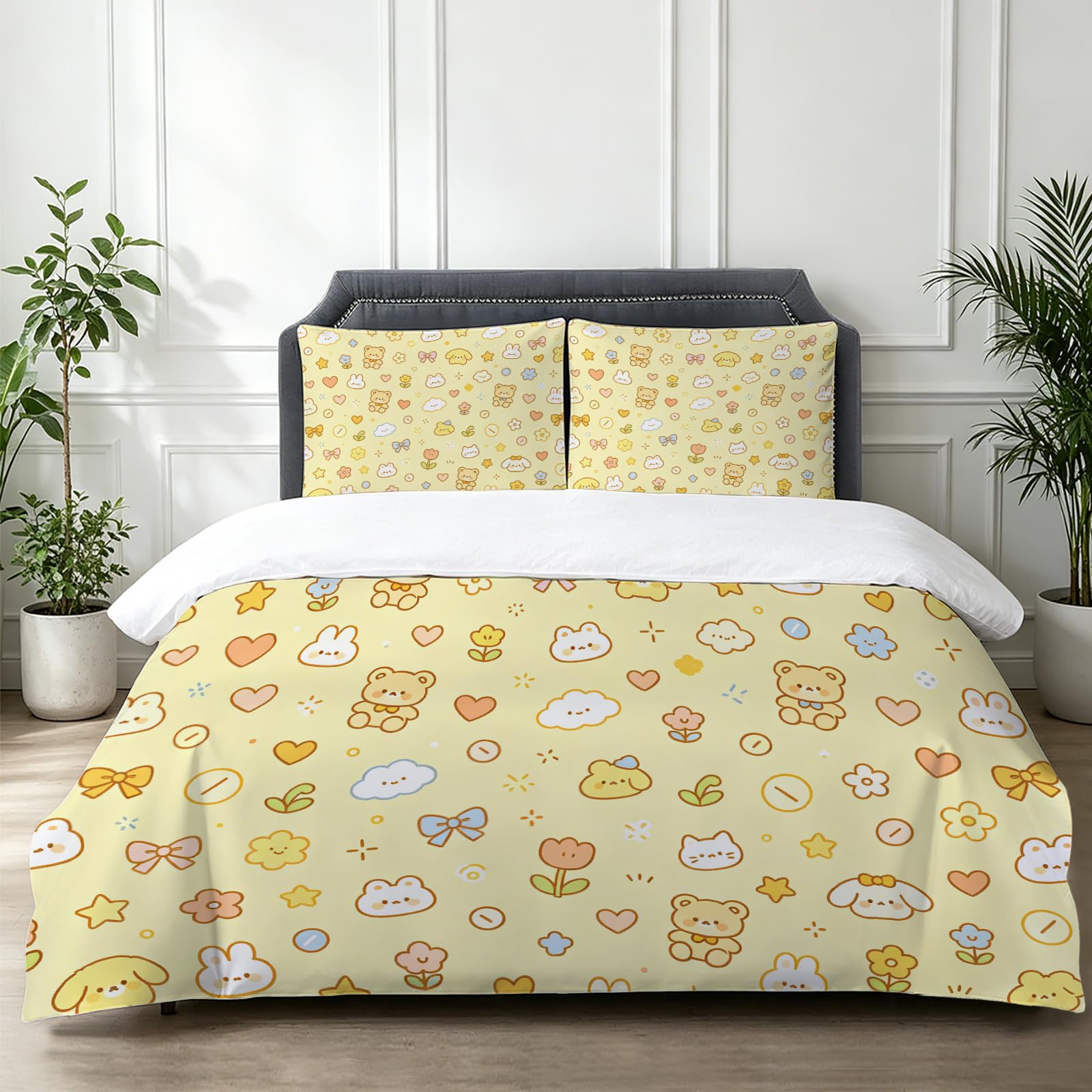 King Size Cute Pet Drukowane Poszwa Na Kołdrę Zestaw Pościeli 3 szt