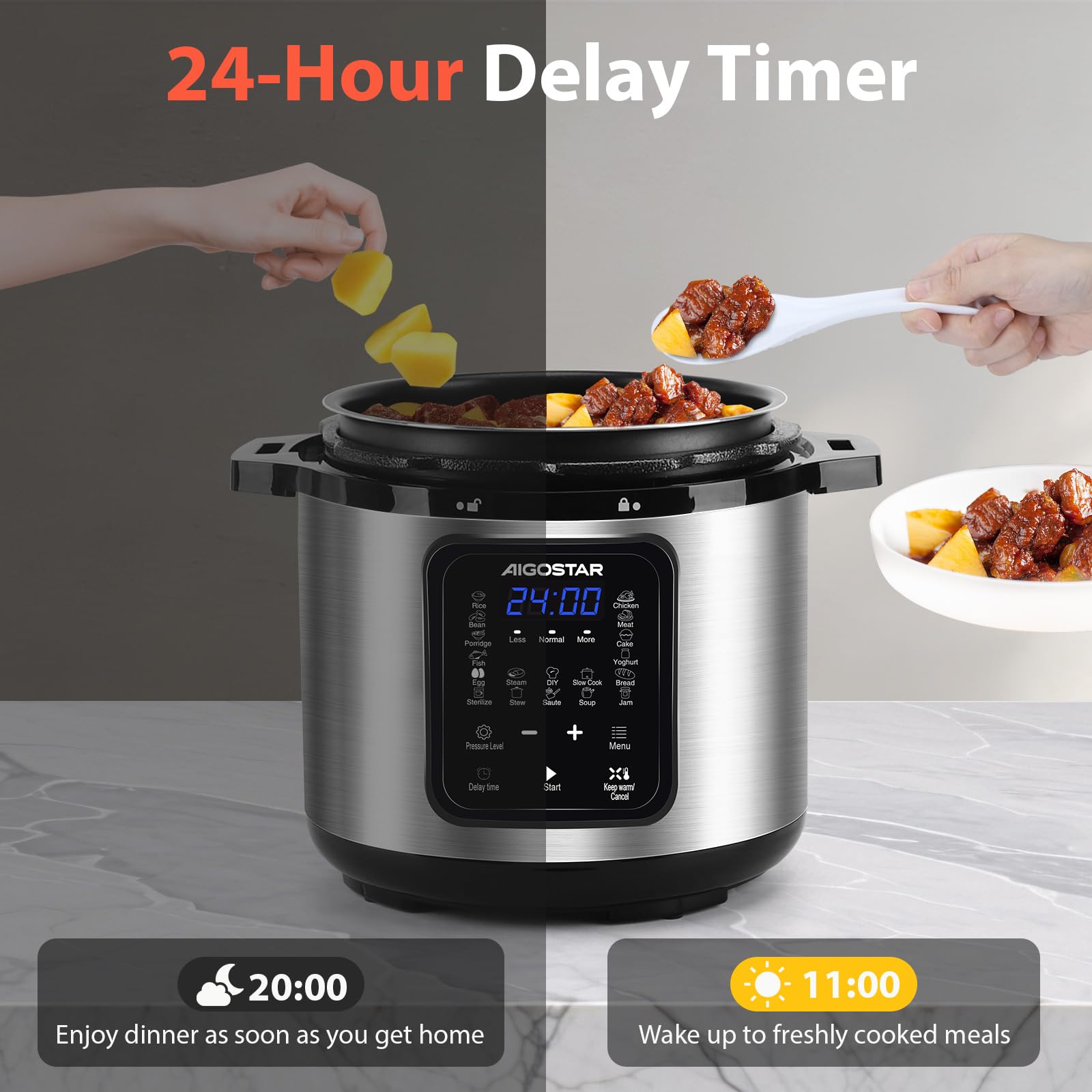 Aigostar Autocuiseur Électrique 6L 1000W - Multicuiseur Multifonction | 18-en-1 Repas 6 Personnes, Cuiseur sous Pression, Mijoteuse, Riz & Vapeur, Programmable avec Livre de Recettes Physique