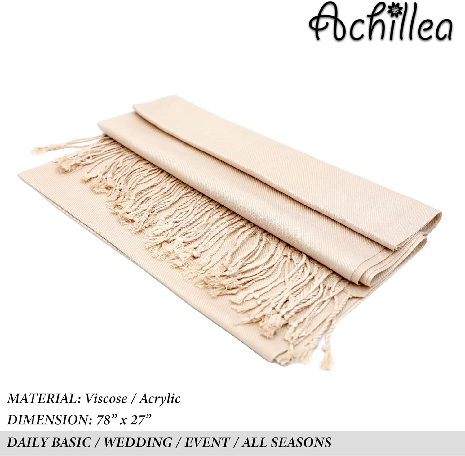 Achillea Soft Silky Pashmina Scarf for Women – Shawl Wrap for Evening Dresses, Bridesmaids, Weddings & Everyday Wear - Image 7