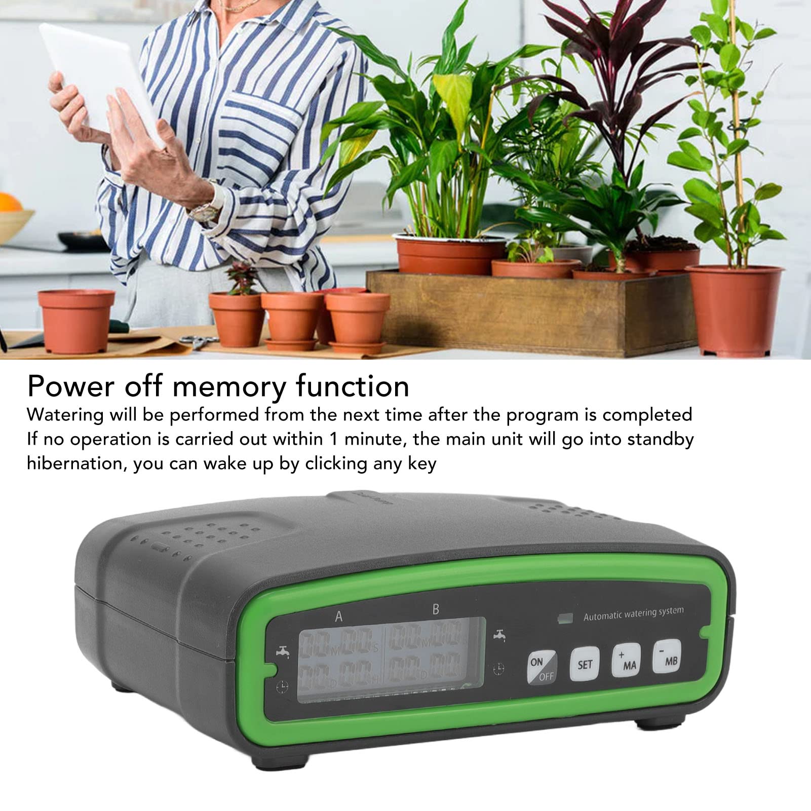 ZJchao Irrigatore Automatico per Piante, di Irrigazione Automatica con Funzione di Memoria di Spegnimento e Rilevamento della Mancanza D'acqua per Piante in Vaso da Interni Orto