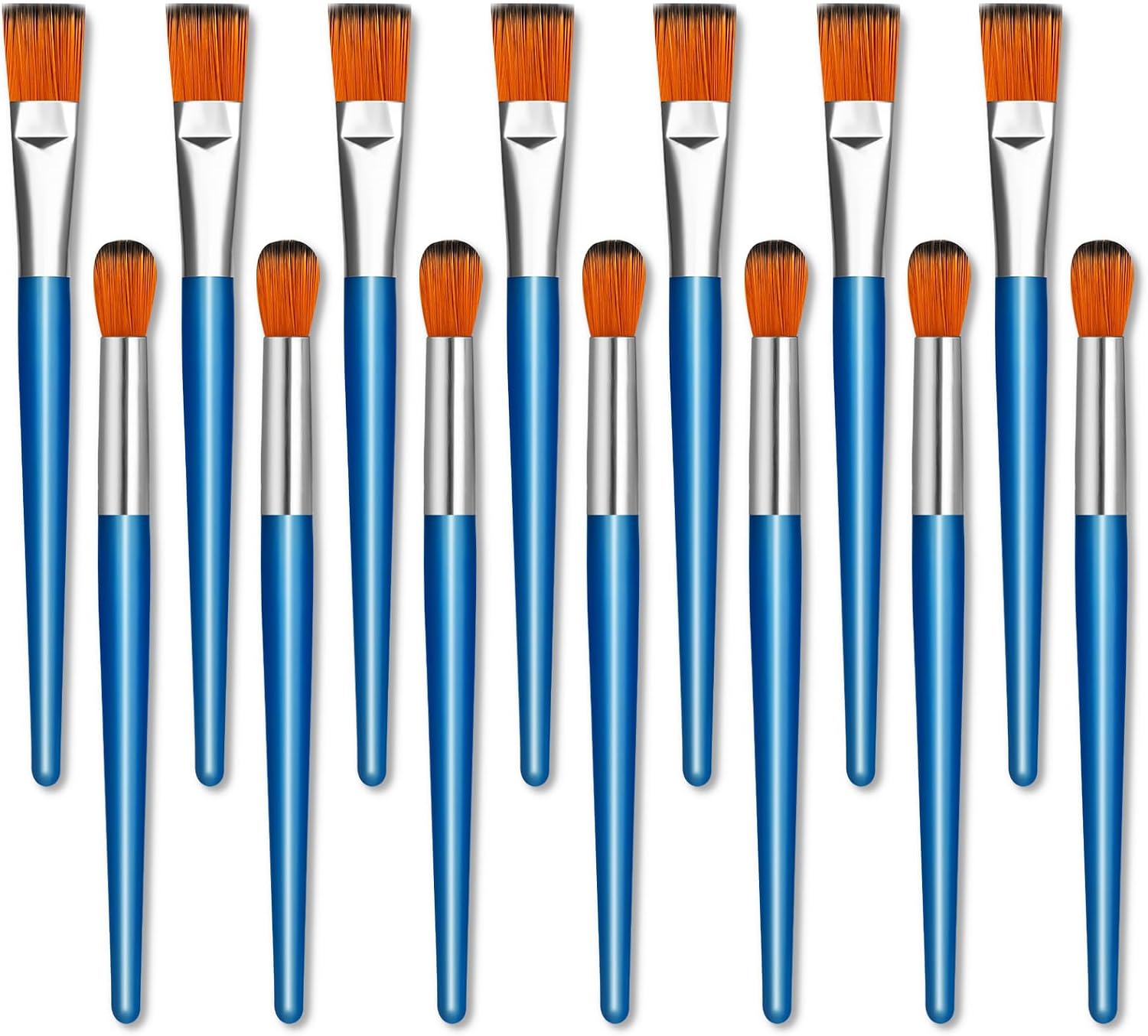 YGAOHF 14 Pcs Large Paint Brushes for Acrylic Painting, 1 Inch Flat and Round Brushes for Acrylic Painting, Large Oval Blending Acrylic Paint Brushes Bulk with Wooden Handle for Gouache