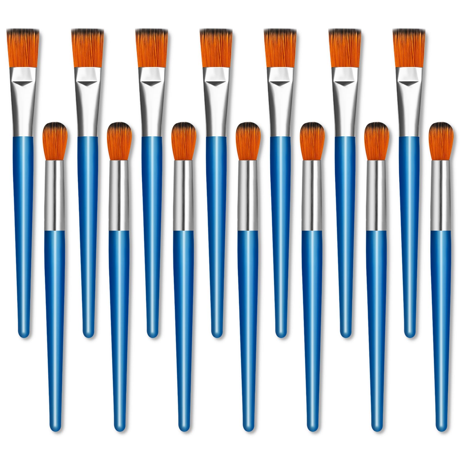 YGAOHF 14 Stück große Pinsel für Acrylmalerei, 2,5 cm flache und runde Pinsel für Acrylmalerei, große ovale Mischpinsel für Acrylmalerei, Großpackung mit Holzgriff für Gouache