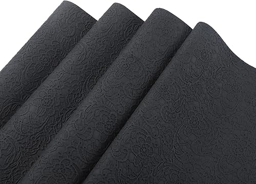 Miniatura 2 de Picheng Hojas de cuero sintético en relieve Rollos de cuero con textura de flores de 13.8 x 53 pulgadas, el cuero sintético es ideal para hacer