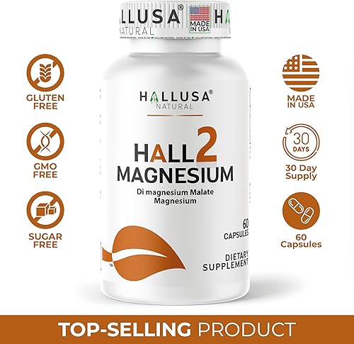 Miniatura 6 de Hallusa Natural Cápsulas de malato de magnesio 1500 mg - Apoyo muscular y nervioso, equilibrio óseo y electrolito, metabolismo energético - malato