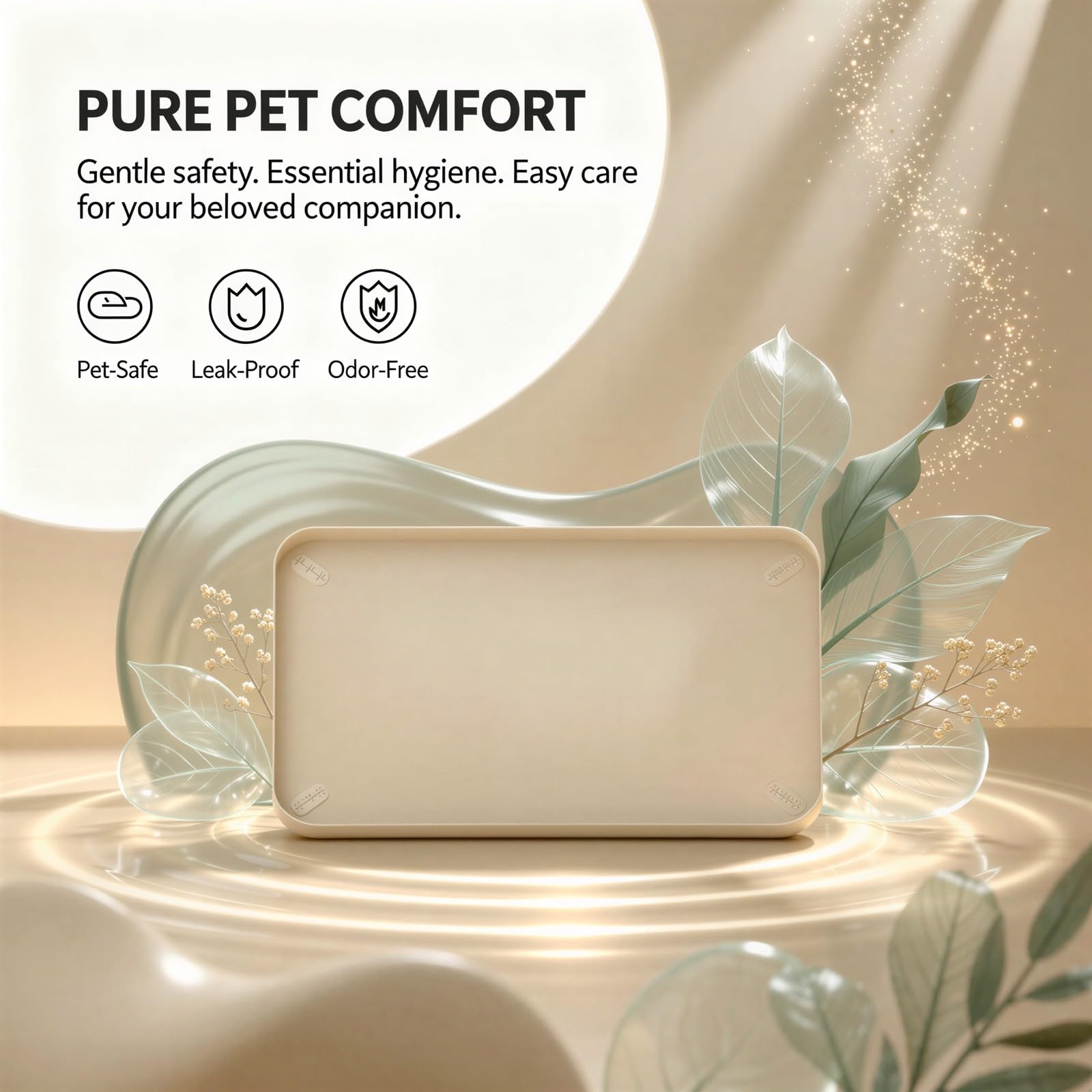 Tapis urinaire en Silicone pour Animaux, Beige, Plateau de Dressage réutilisable antidérapant pour Chiens et Chats, Absorbant Les odeurs, Bord relevé étanche, protège-Sol Lavable