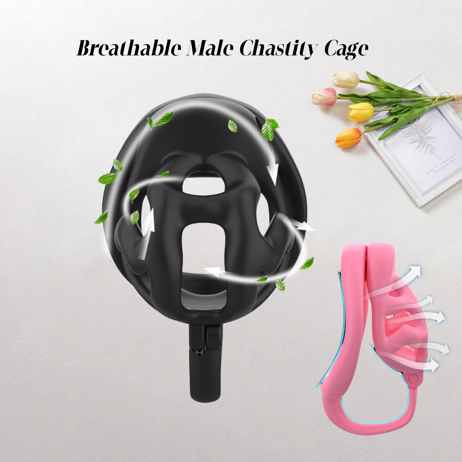 Juguete Sexual Jaula de Castidad para Hombres, Jaula de Castidad para Hombres con Cinturón Antideslizante y Anillos para el Pene, Cierre Invisible, Jaula para el Pene= (Black,Short)