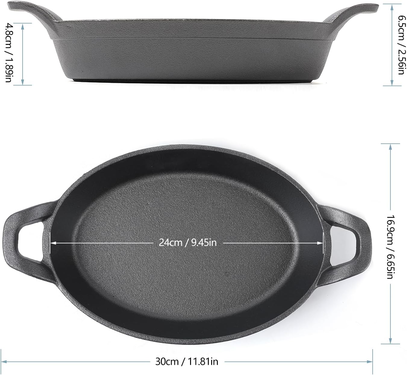 HAWOK Cast Iron Oval Casserole Dish, Au Gratin Cookware, 4 pcs