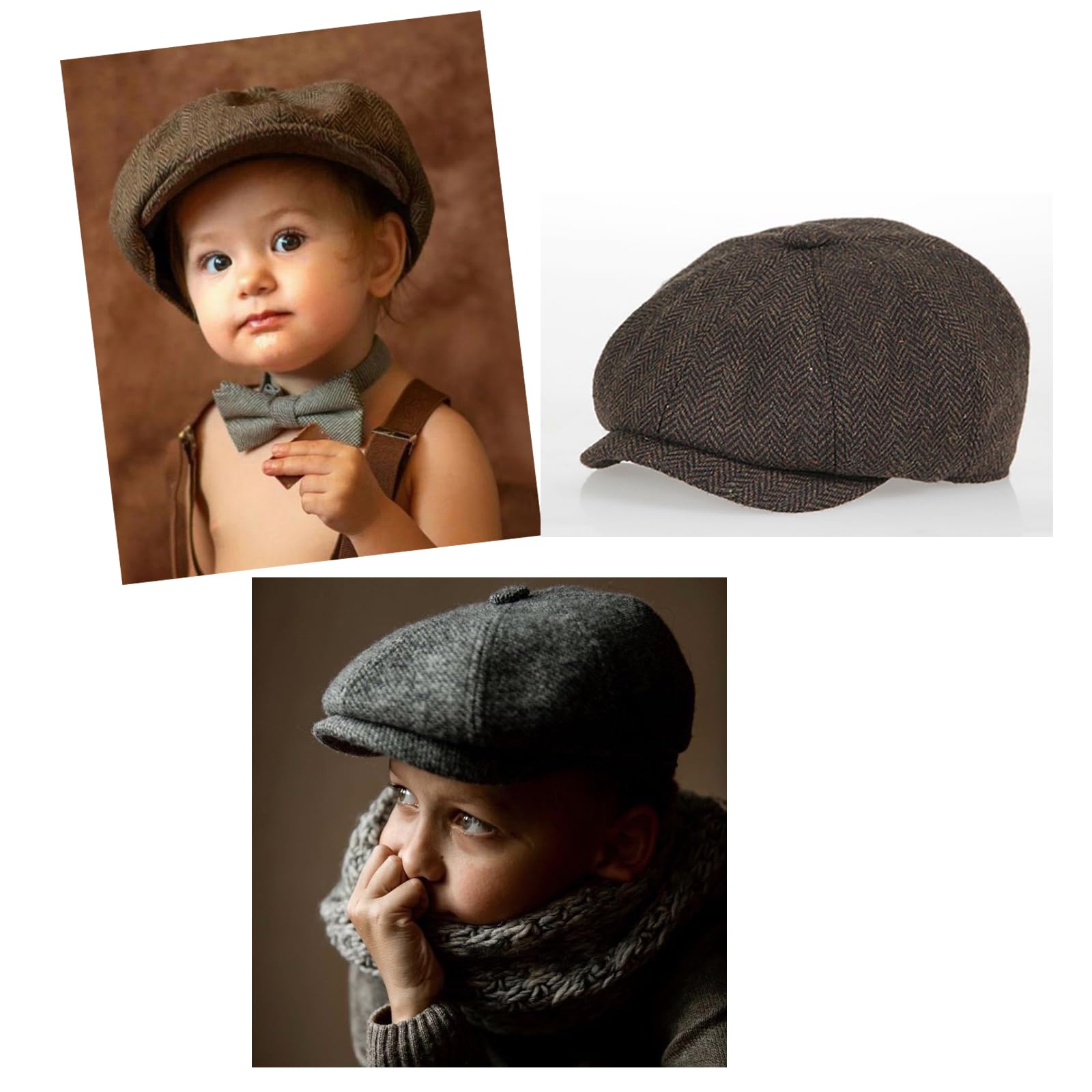 YAMEE Gorra de Beret Infantil de Mezcla de Lana,Boina Clásico y Retro para Niños,Gorra Plana Transpirable,Sombrero de Sol para Otoño y Primavera para Niños