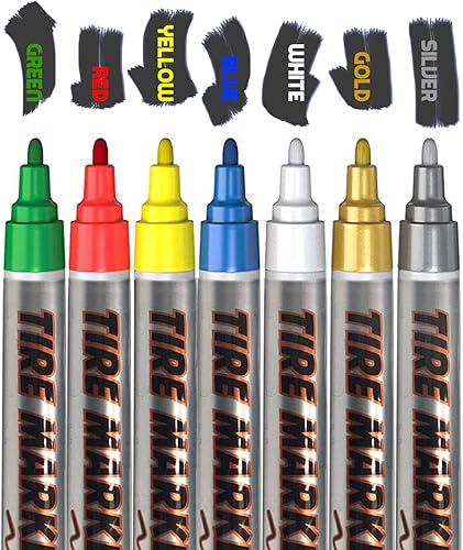 Miniatura 3 de MC Motoparts Rotulador permanente de neumáticos blanco, rojo, azul, verde, amarillo, herramienta de pintura para letras automotrices
